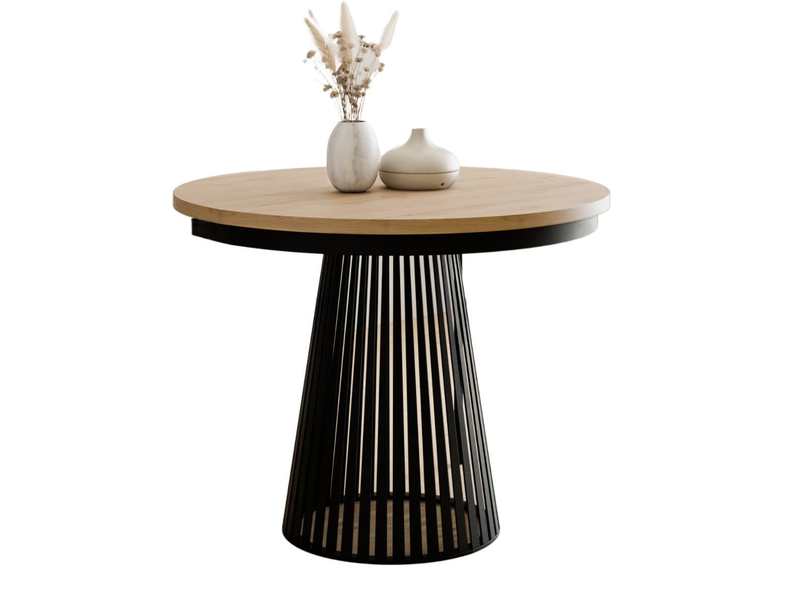 Compleo Esstisch Rund, Säulengestell mit Rillenstruktur DAST (TOPSELLER), Ausziehbar Ø: 100cm