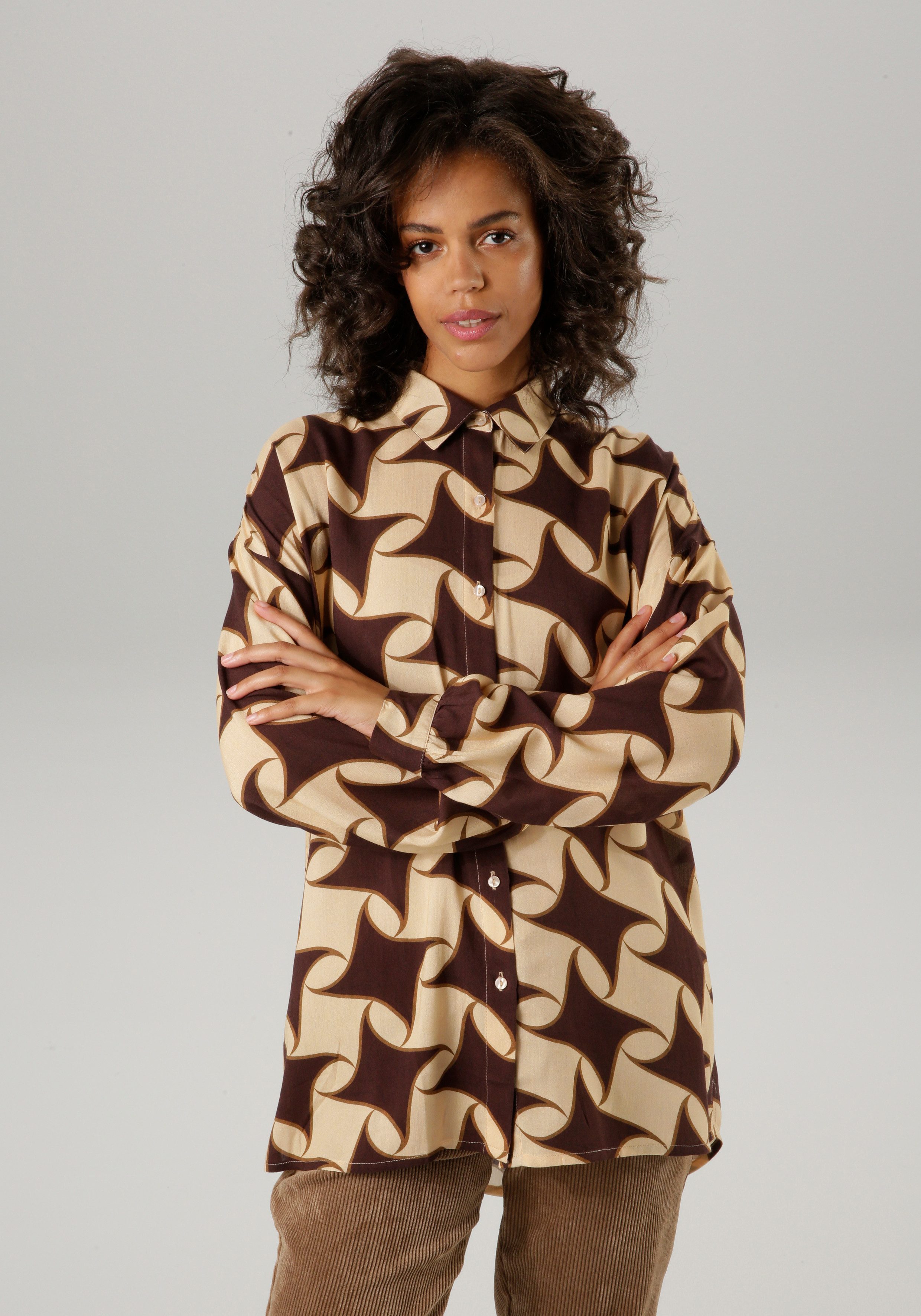 Aniston CASUAL Hemdbluse mit farbharmonischem, grafischen Druck günstig online kaufen