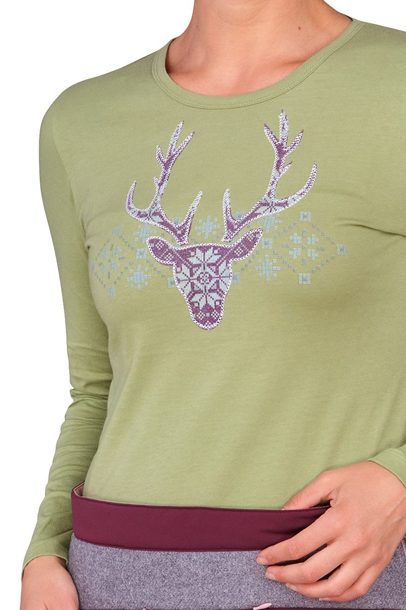 Piz Palü Trachtenshirt Longsleeve Damen - ASBACH - salbei, schnee günstig online kaufen