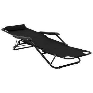 vidaXL Gartenlounge-Sessel Klappbare Sonnenliegen 2 Stk mit Fußablage Schwarz