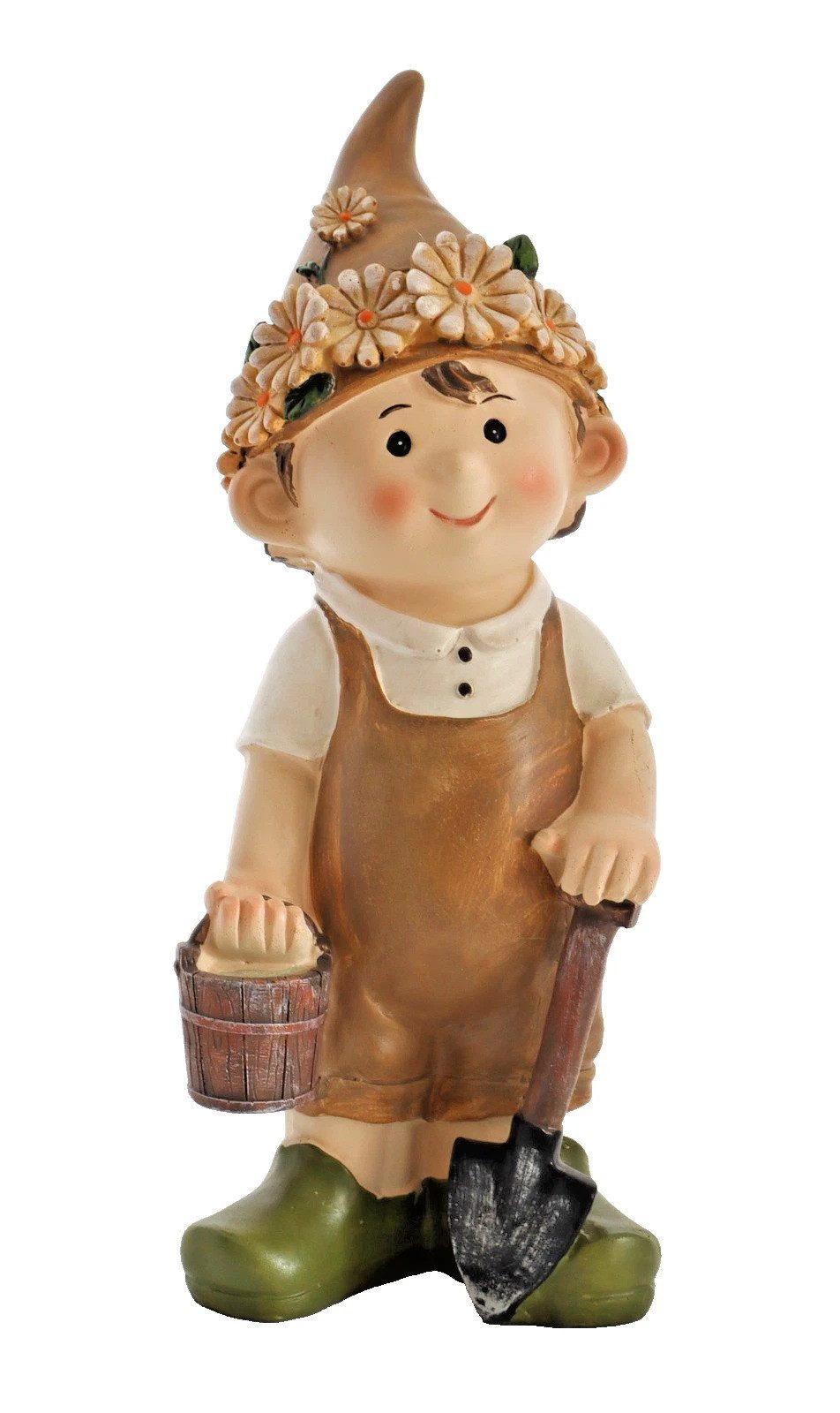 Kaufhaus le petit Dekofigur Deko Wichtel Kind Figur Junge mit Eimer Spaten Garten Mädchen Skulptur, Zwerg Dekofigur Dekoskulptur Dekoobjekt aus Polyresin