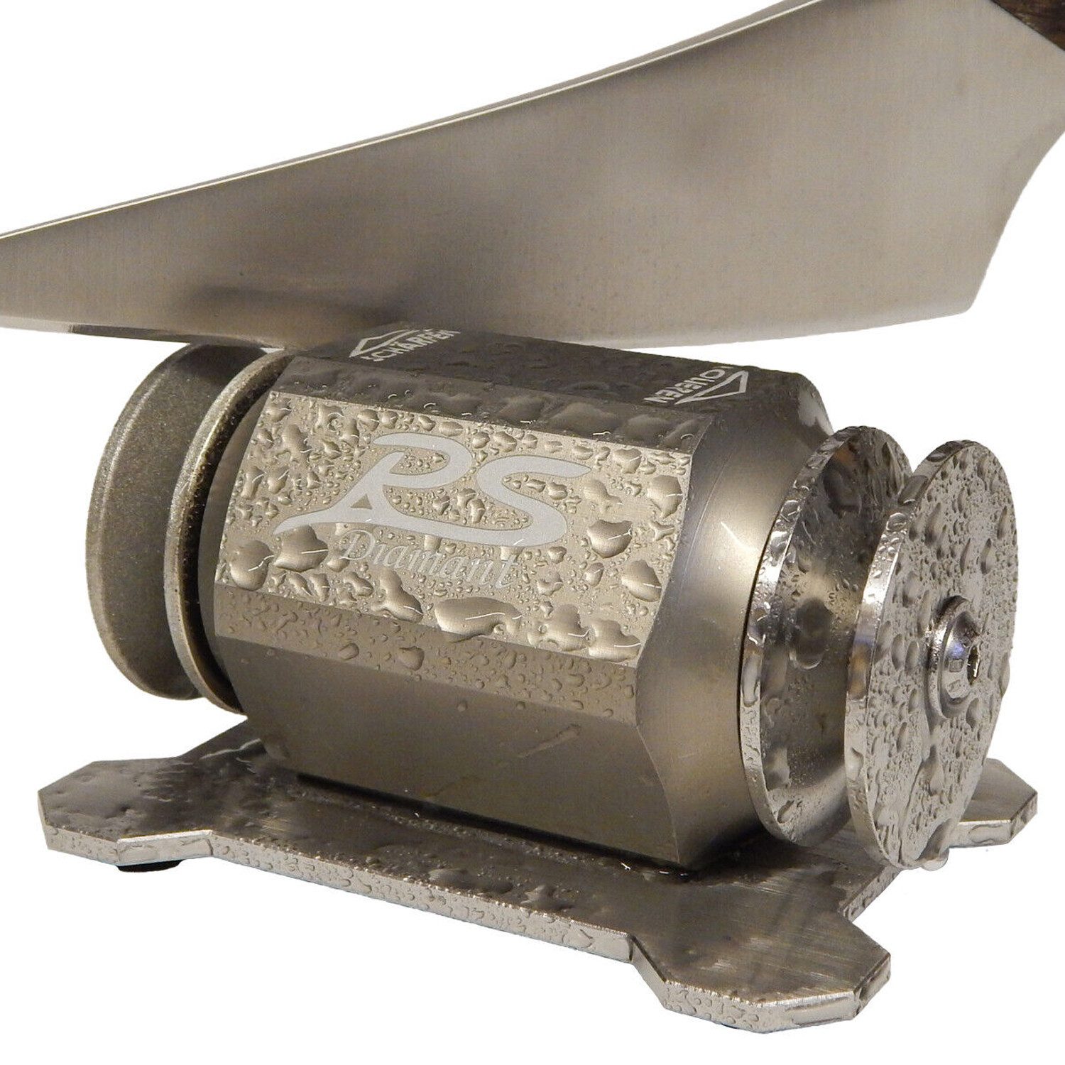 Duke-Handel Messerschärfer Rollenschärfer, Rollenschleifer inkl. Mikrofasertuch, mit Ballig/Konvex X-Schliff trocken oder schnellem Wasserschliff