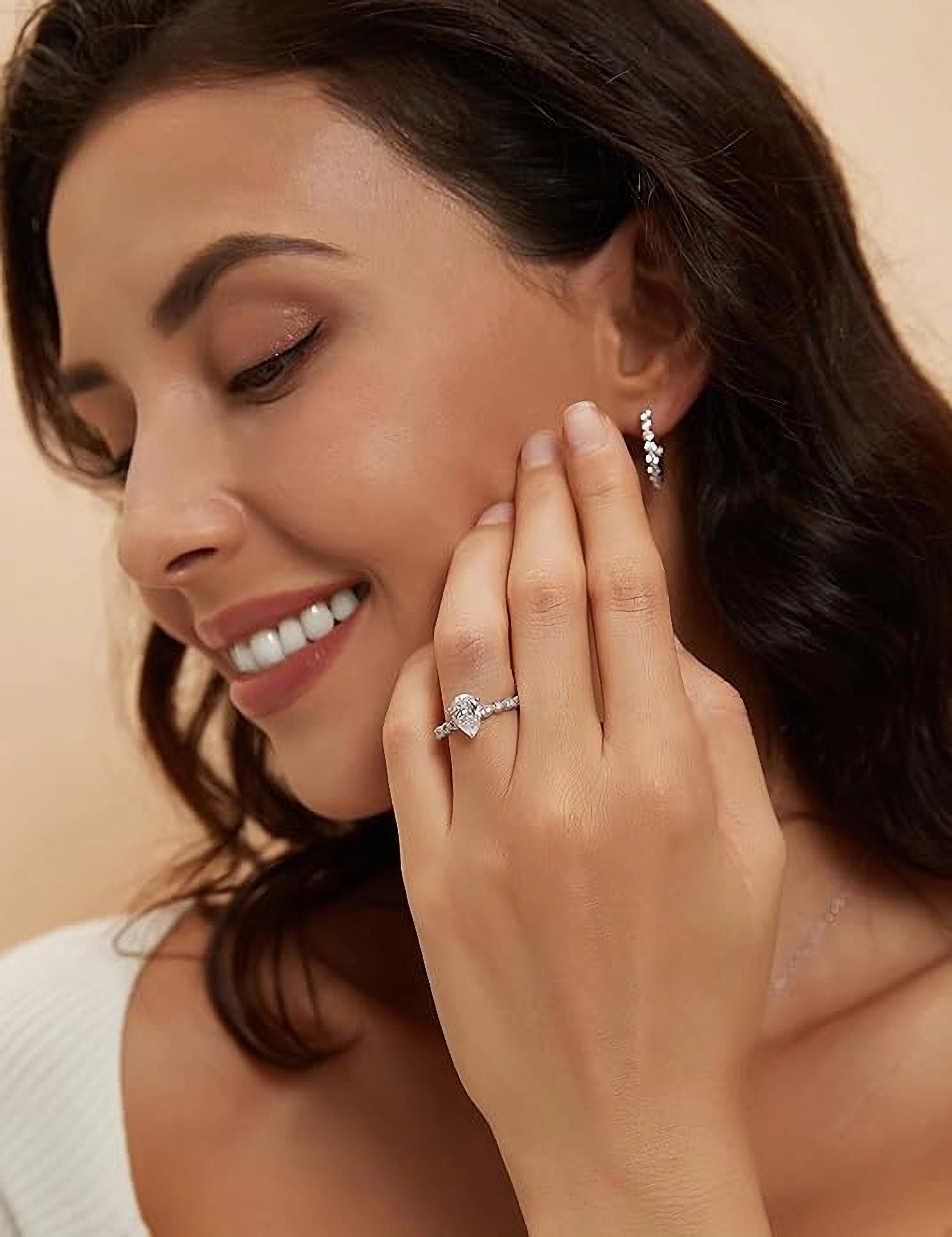 Jumpeak Trauring 585 Gold, 1,5 Karat Labordiamant im Tropfenschliff, Damen-Ehering, D,vs1,2EX,IGI-Zertifikat,ring damen,geschenk