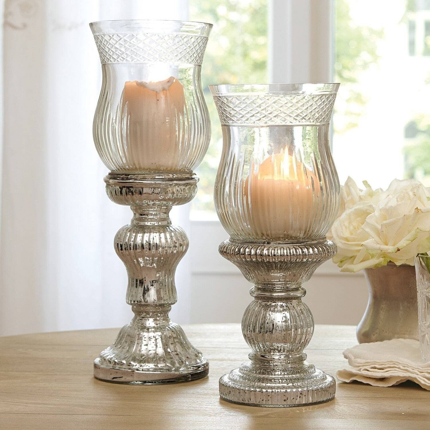 Mirabeau Windlicht Kerzenständer 2er Set Luisant silber/klar (2er Set, 2er Set)