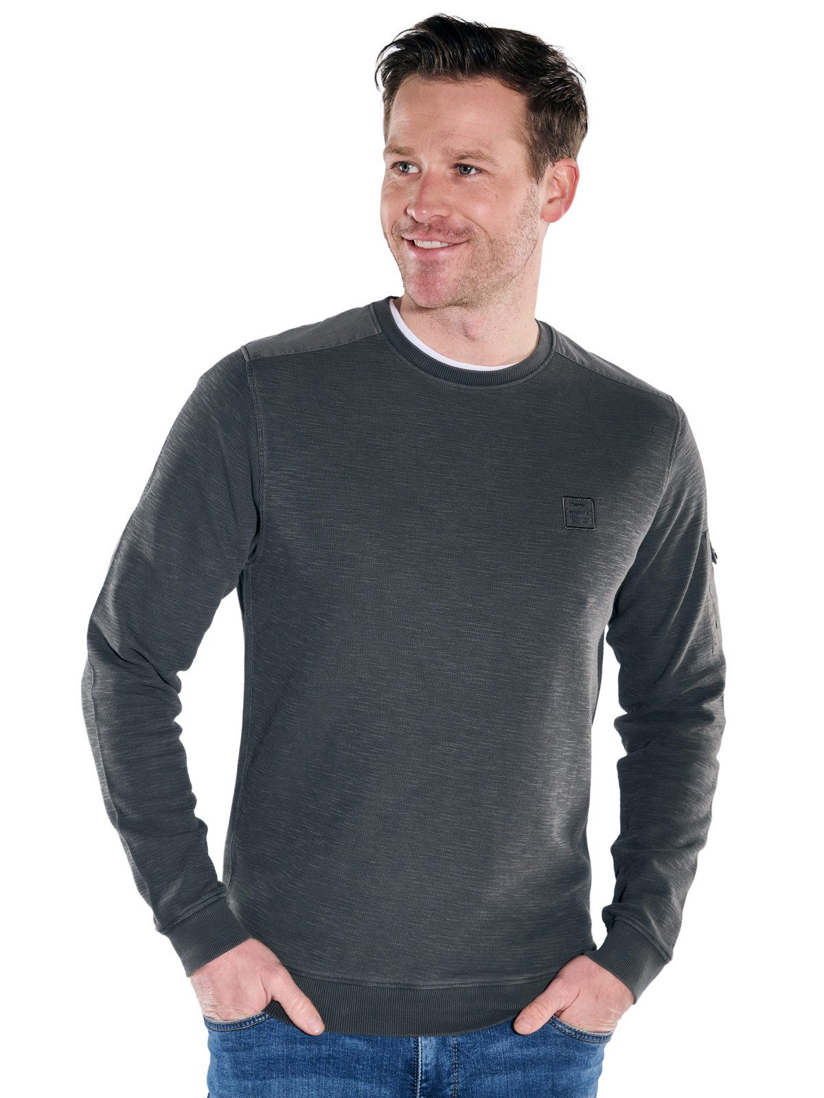 Engbers Langarmshirt Herren Rundhals Shirt, Anthrazit – Bild 4 von 5
