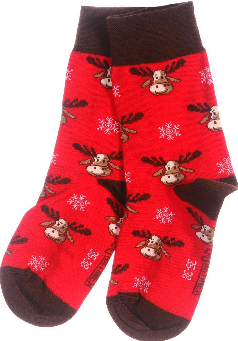 Socken 1 Paar Socken Strümpfe weihnachtlich in Rot Weihnachtssocken
