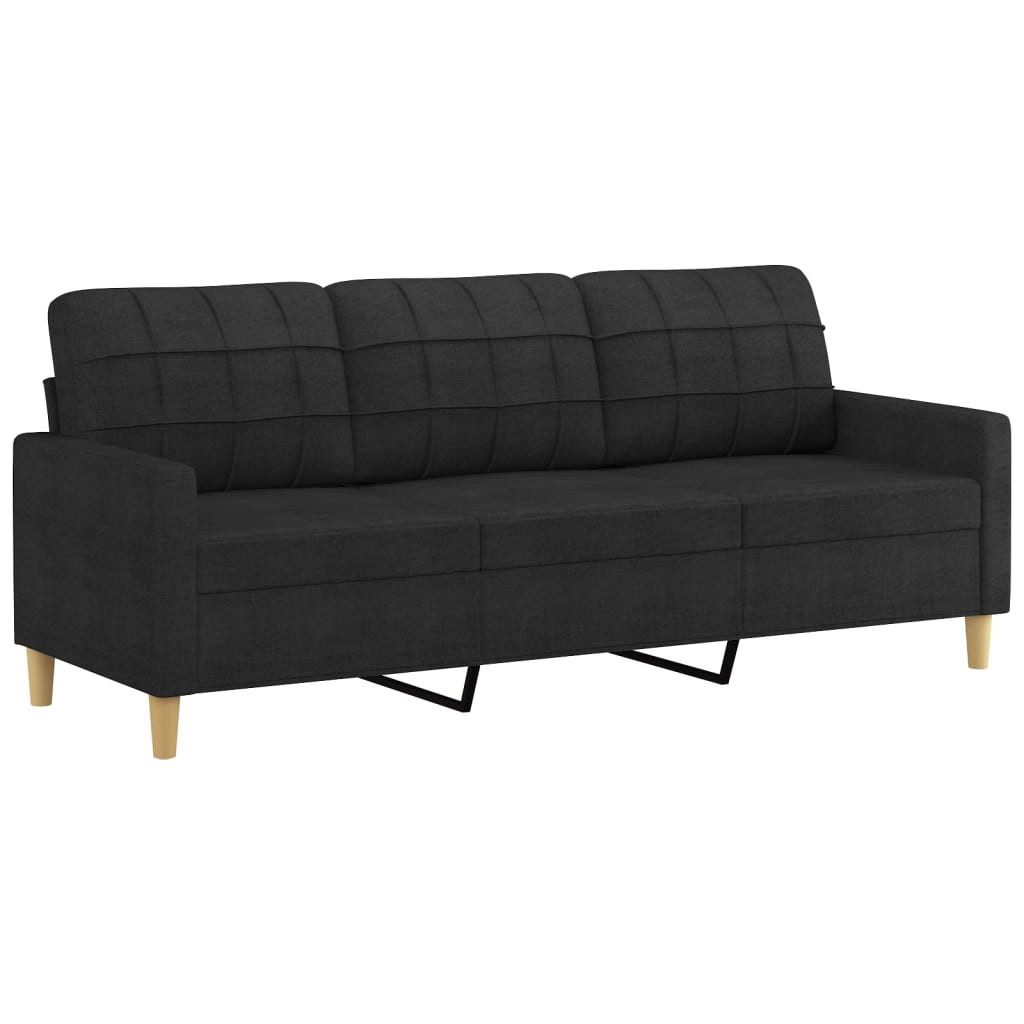 vidaXL Sofa, 3-Sitzer-Sofa mit Hocker Schwarz 180 cm Stoff