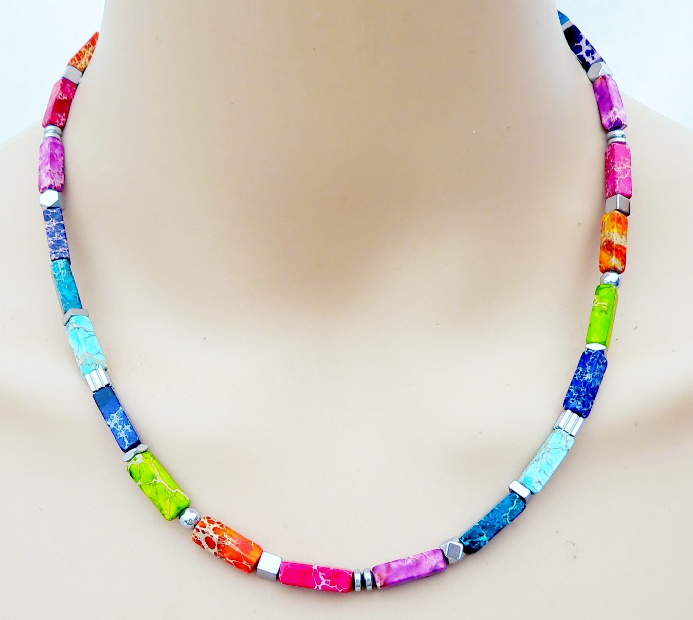 traumschmuck Collier 226i Halskette Schmuck-Edelstein Jaspis bunt Hämatit ( günstig online kaufen