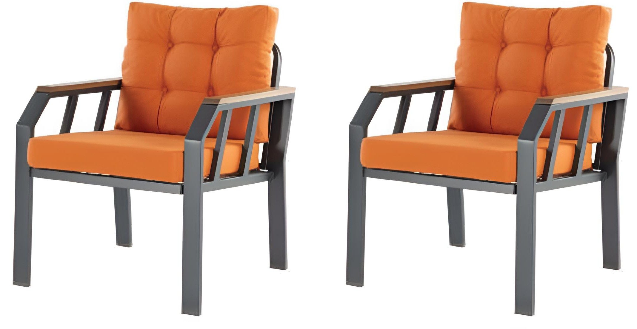 Xlmoebel Gartensessel Moderner Sessel in Orange mit Metallrahmen und Holzarmlehnen (2-St., 2er-Set), Made in Europa