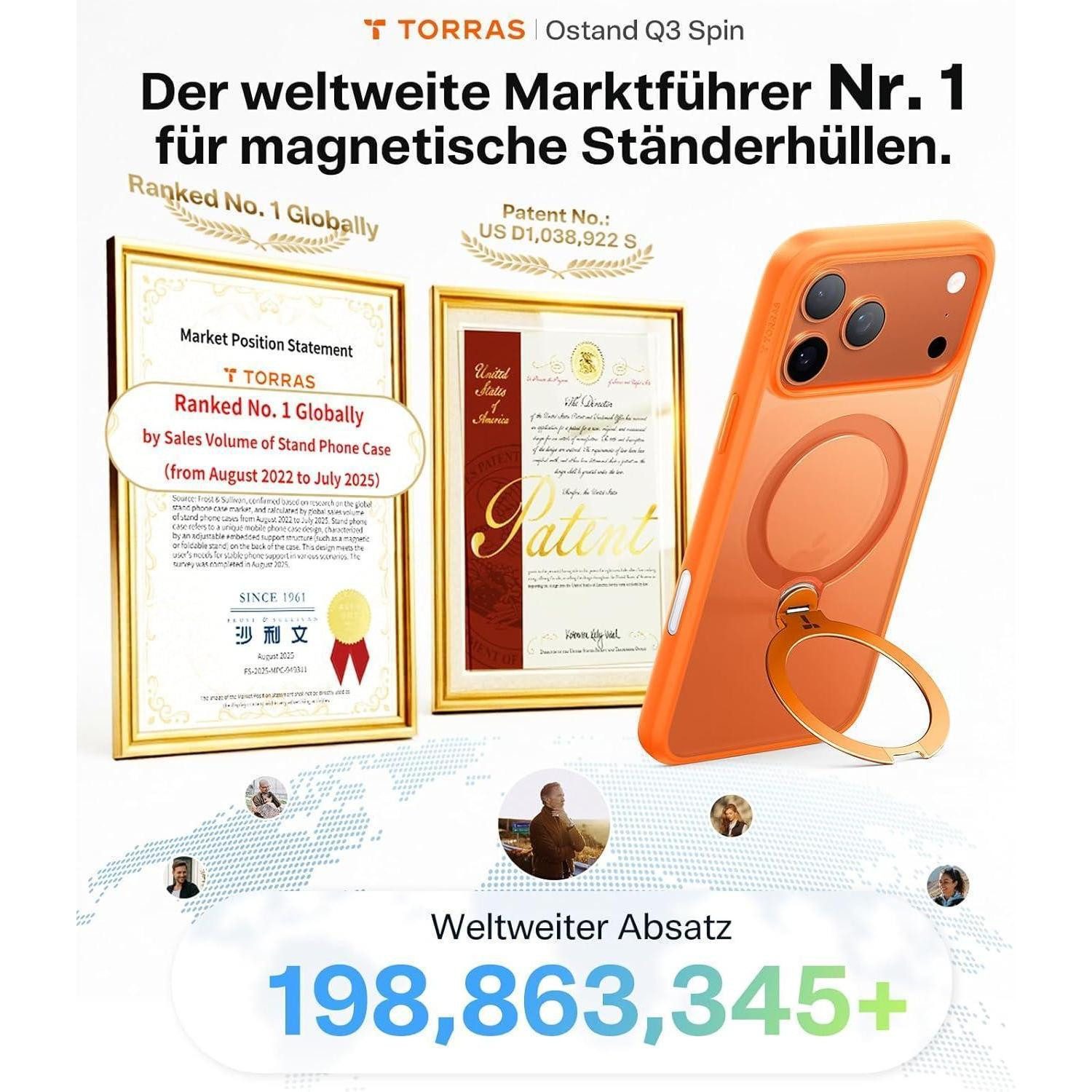 LuxusKollektion Smartphone-Hülle Handyhülle iPhone 17 Pro Max MagSafe Ständer iPhone 17 Pro Max Orange
