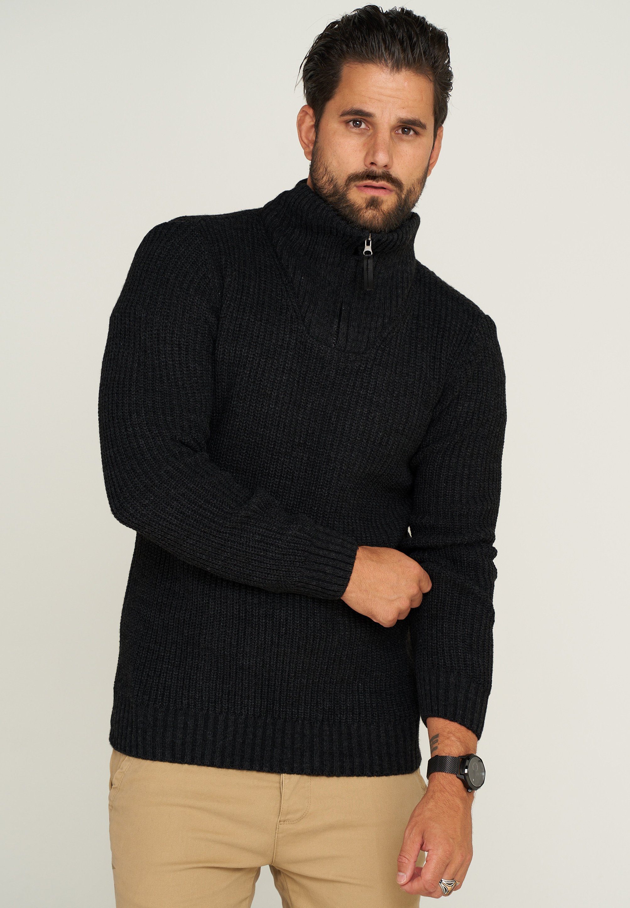 CARISMA Strickpullover CRHAMAR Grobstrick Muster Troyer günstig online kaufen