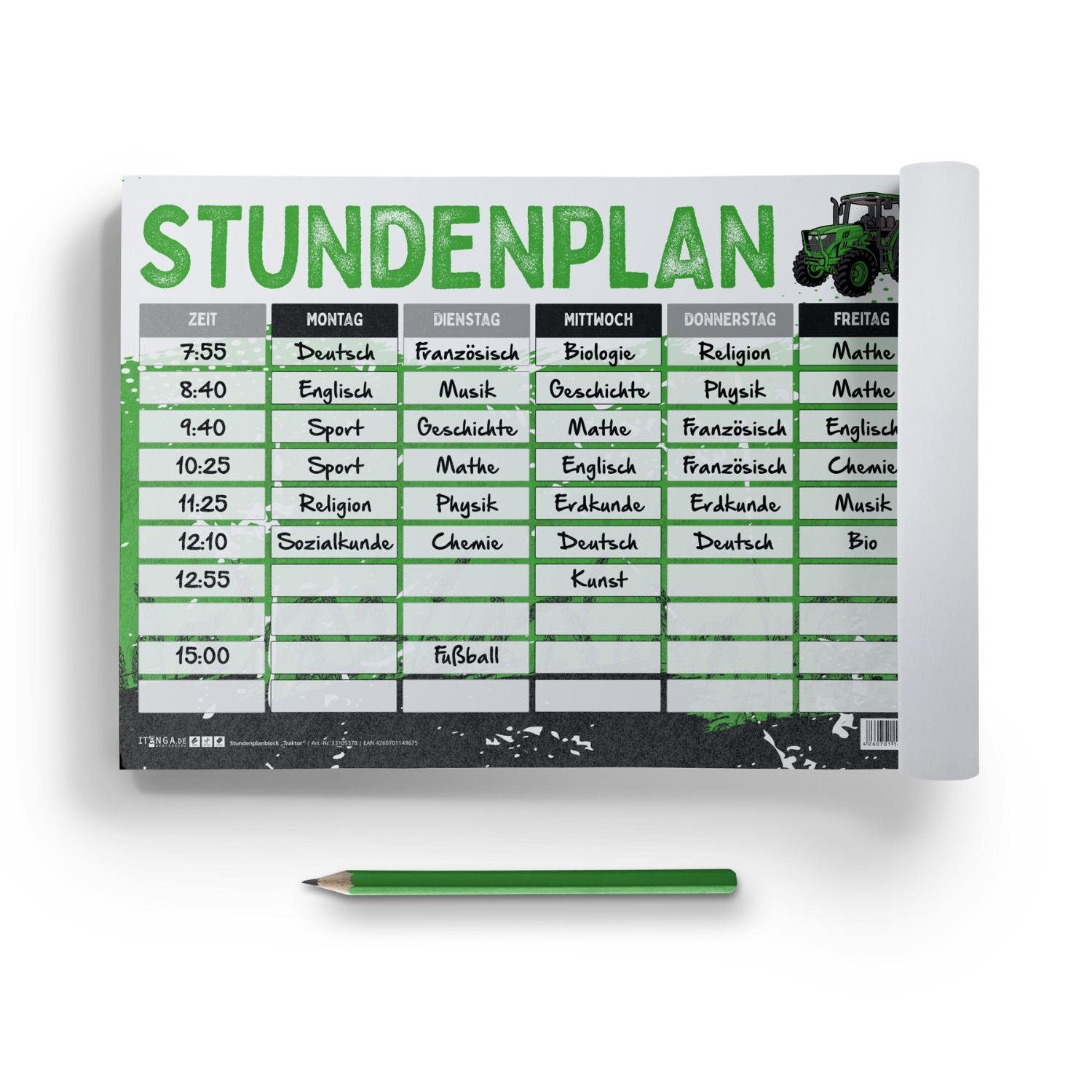 Thumbnail - itenga Schülerkalender itenga Stundenplan Block 25 Blatt Motiv TRAKTOR DIN A4