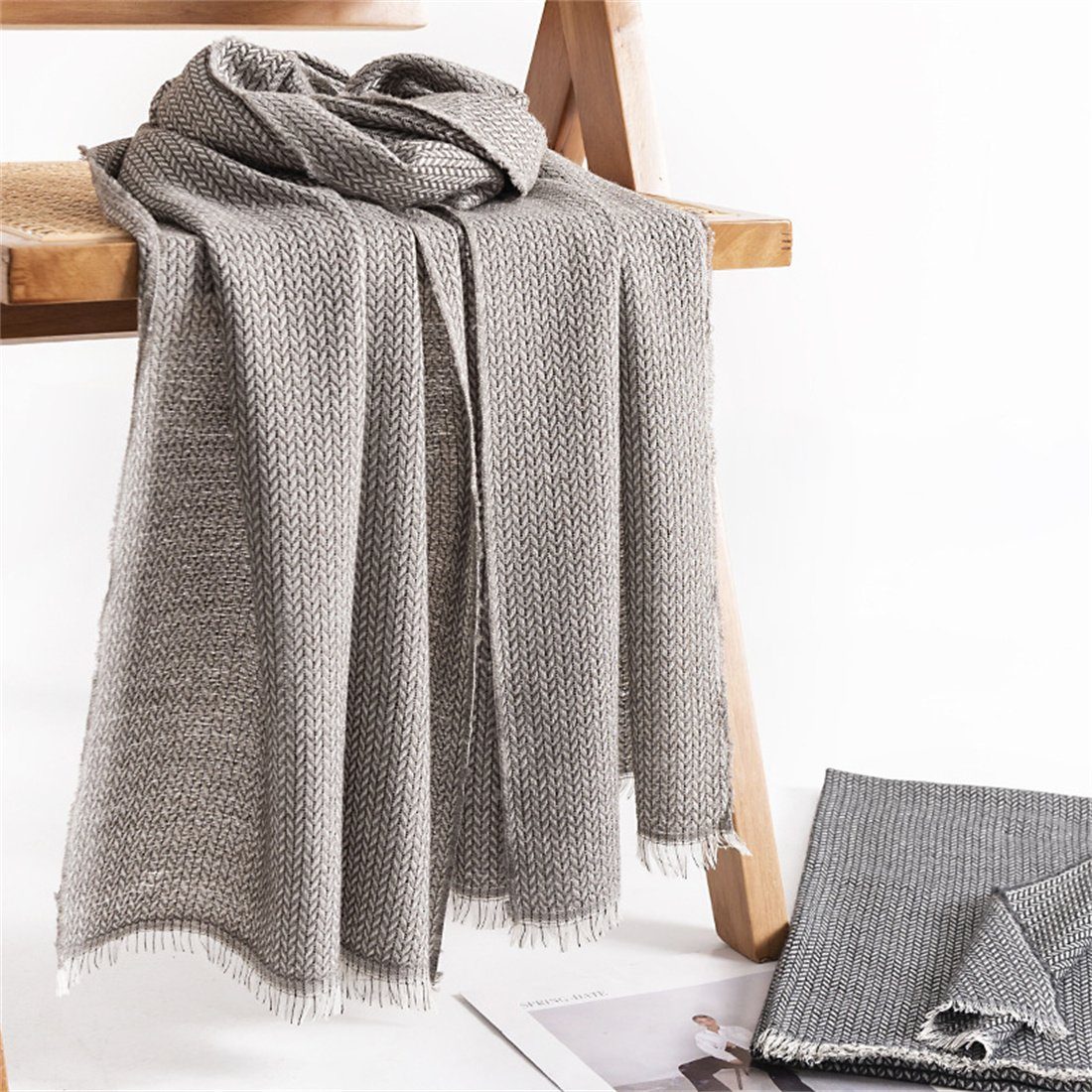 DÖRÖY Modeschal Monochromer warmer Damenschal, kältebeständiger warmer Schal Grau | Modeschals