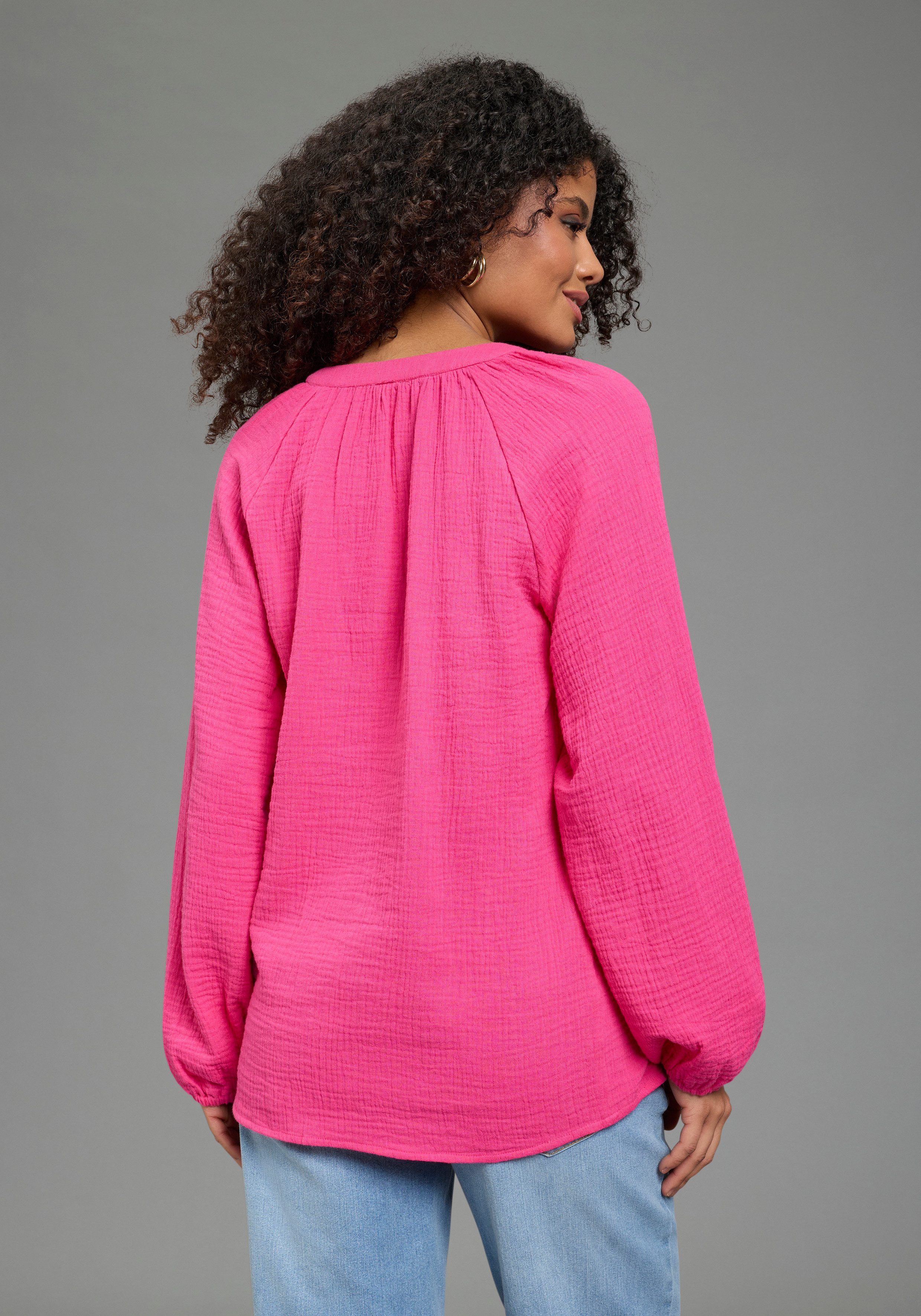 Laura Scott Schlupfbluse feminin geschnitten, aus Baumwolle, unifarben