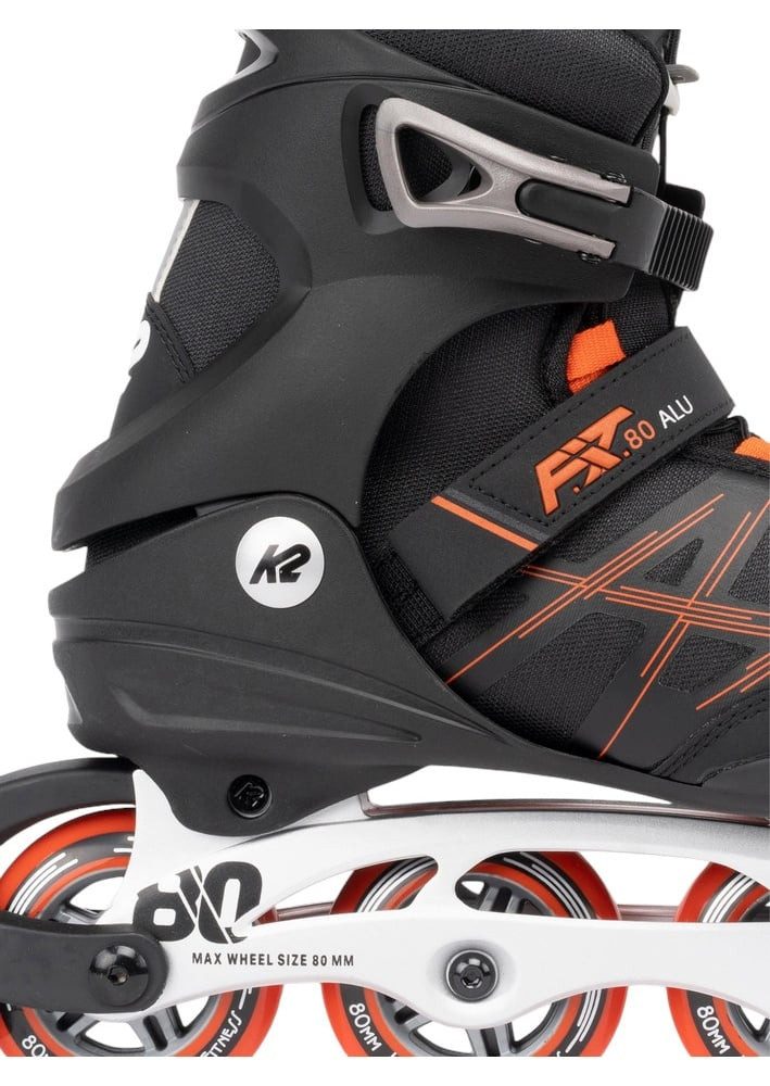 K2 Inlineskates F.I.T. 80 Alu (Rollen: 80mm/82A, Kugellager: ABEC 5) schwarz/orange