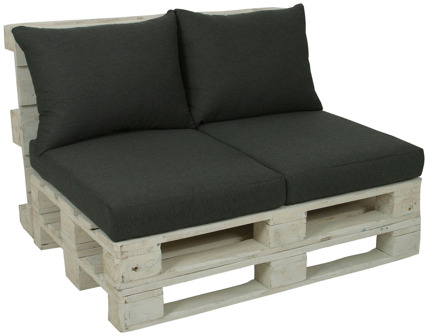 GO-DE Palettenkissen, 60x80 cm, 12 cm gepolstert, 2 Sitz- und 2 Rückenkissen für 1 Palette