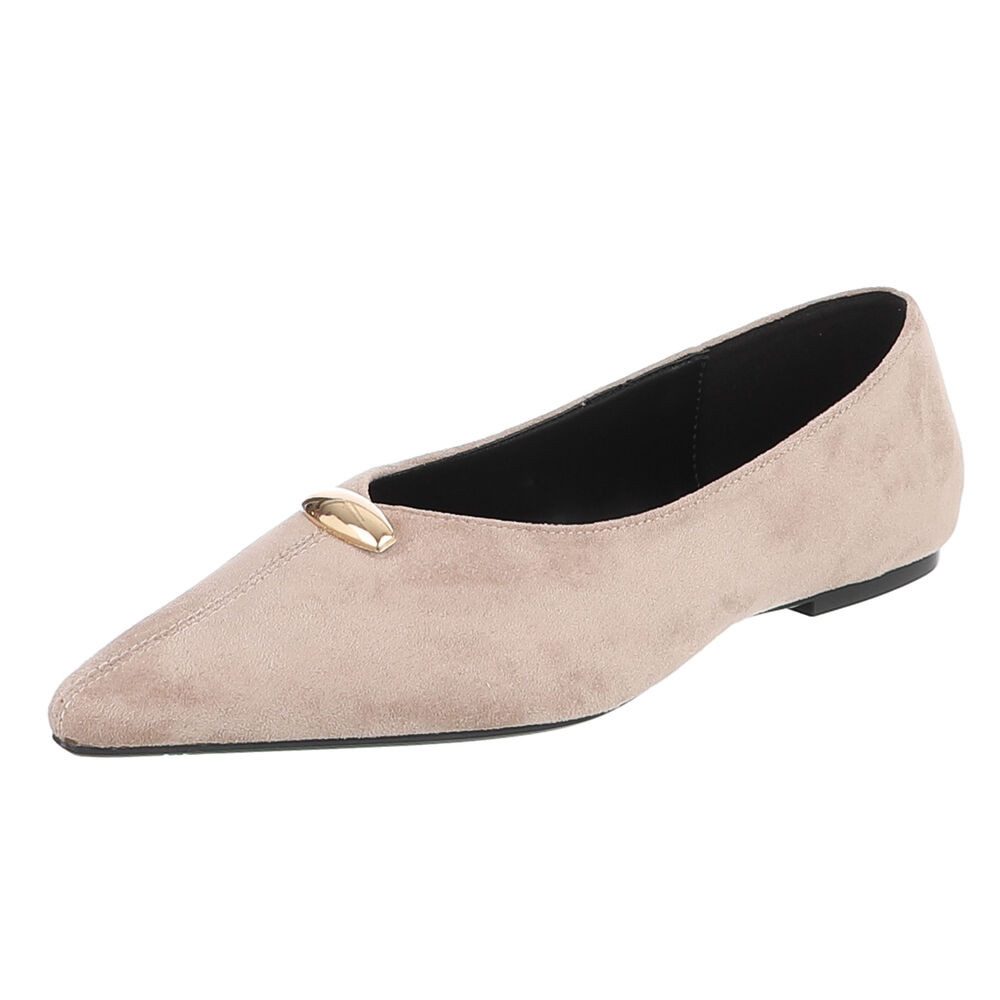 Ital-Design Damen Slipper spitz mit Schmuckdetail, elegant Pumps (92078963) Blockabsatz Klassische Ballerinas in Hellbraun