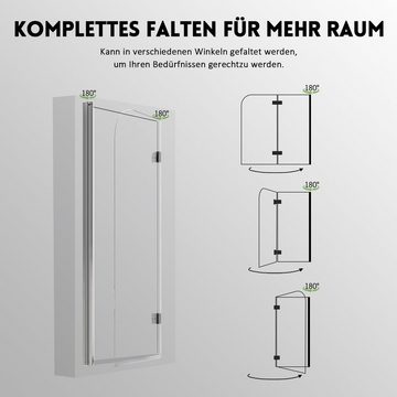 Boromal Badewannenaufsatz Duschwand für badewanne faltbar 2 teilig nano glas beidseitig, Sicherheitsglas, (180° Faltwand, 100x140, 110x140, 120x140), komplett faltbar, nach innen und nach außen öffnen