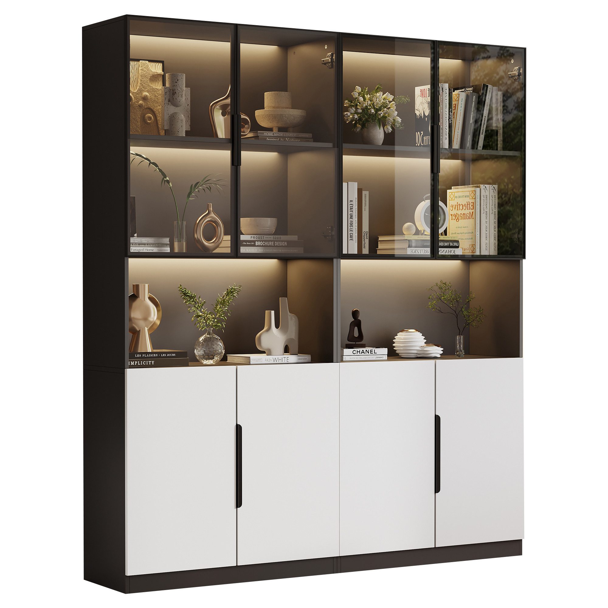 Vitrine Glastüren Bücherregal Sammlerstücke einstellbare 30*160*200cm