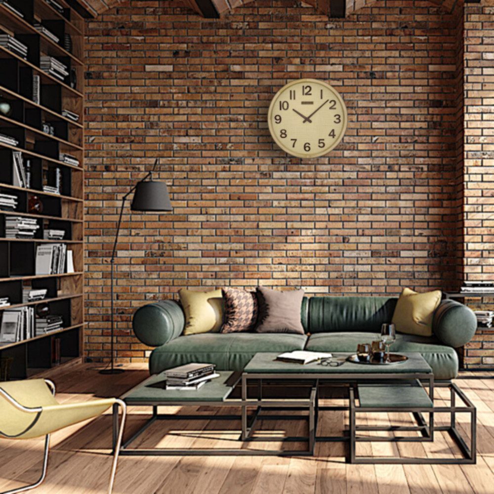 Holzwerk Wanduhr BOHO Rattan Designer Loft Holz Quarzwanduhr (Nahezu lautloses Uhrwerk, analog, 30 cm)