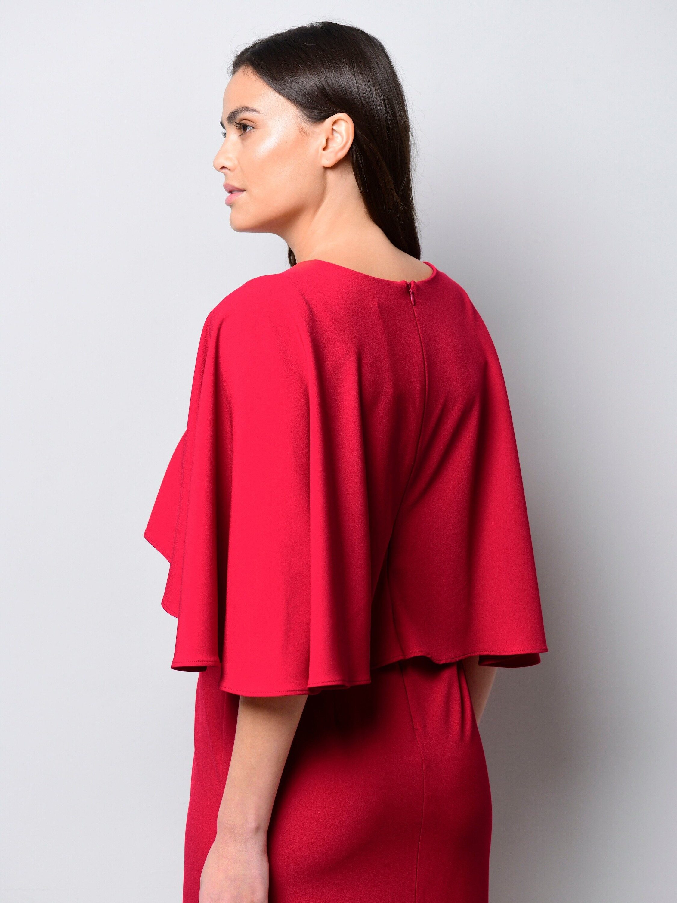 Alba Moda Midikleid Kleid in Capeoptik und Zierband in Ausschnitt