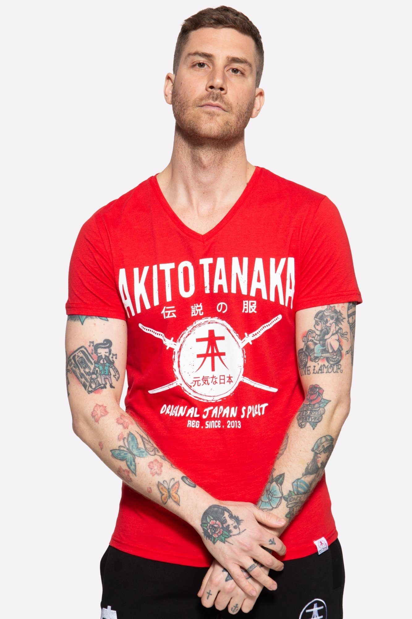 mit Akito Sword Area Tanaka rot T-Shirt Frontprint