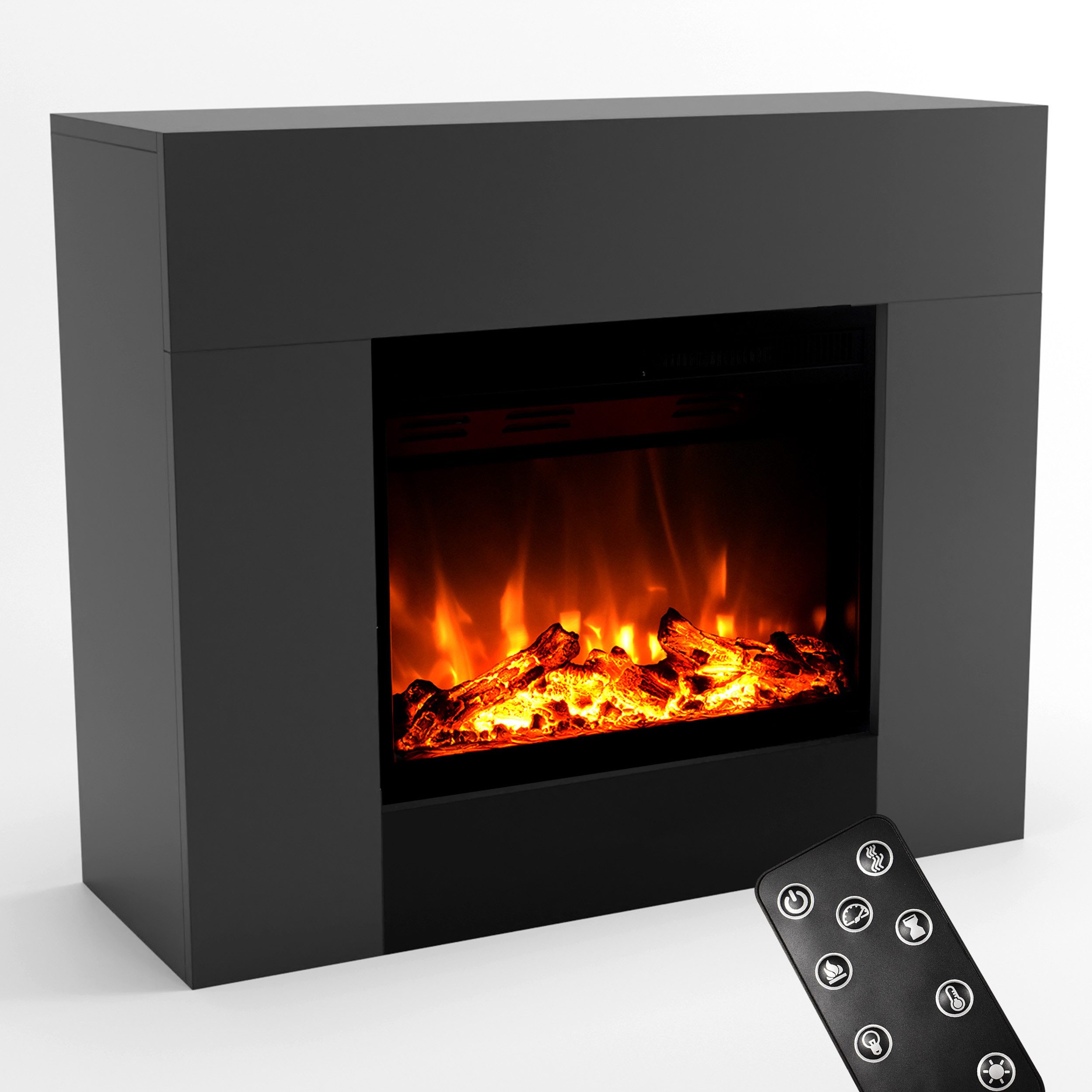 GLOW FIRE Elektrokamin METIS LED Kamin mit Heizung, Standkamin, Elektrischer Kamin mit 3-fach Farbwechsler und Knisterfunktion