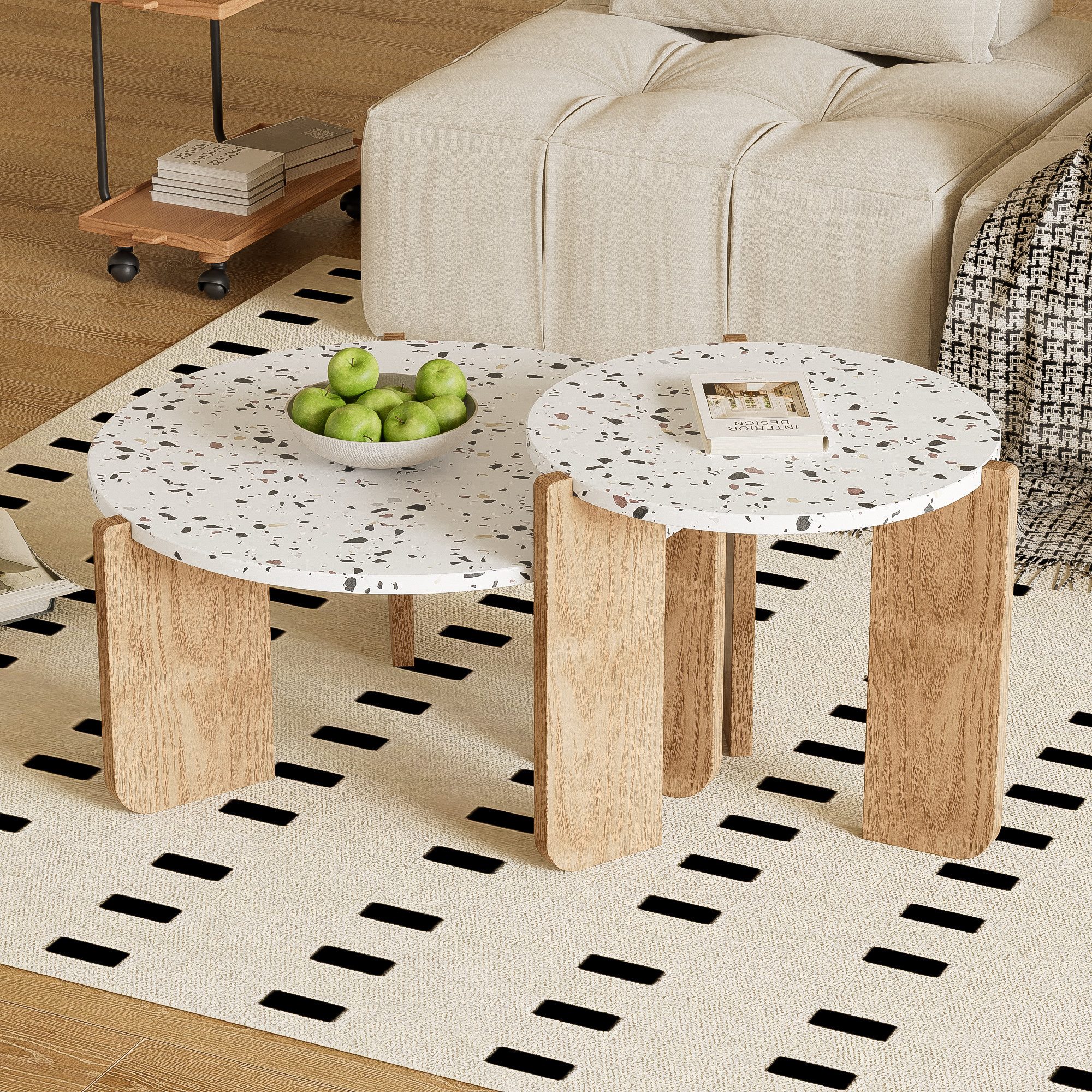 Wohnzimmertisch zusammensetzbarer, Beistelltisch, Couchtisch-Set für Wohnzimmer