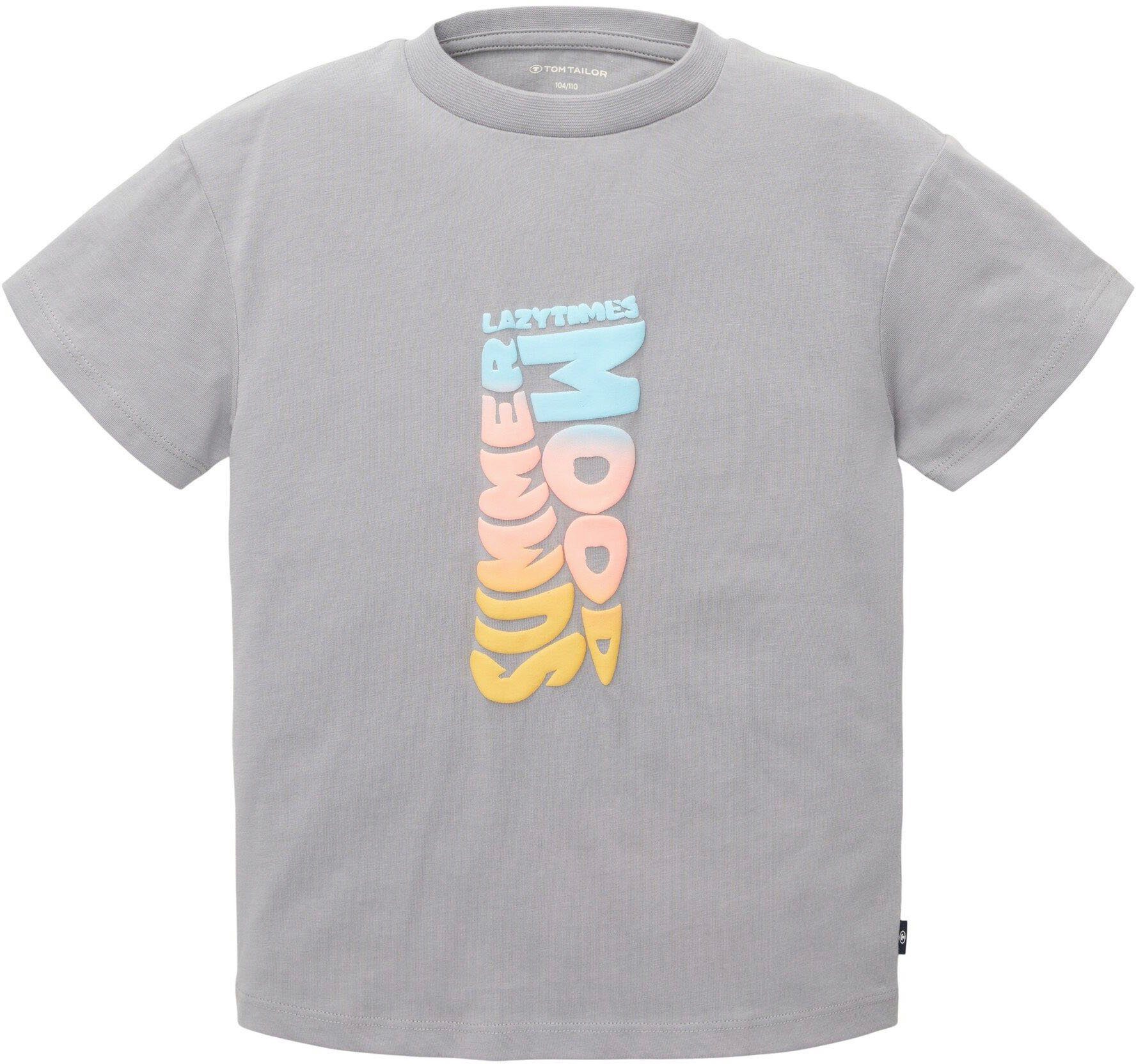 TOM TAILOR T-Shirt mit einem Schriftzug, Comfort Fit mit weichem  Rundhalsausschnitt