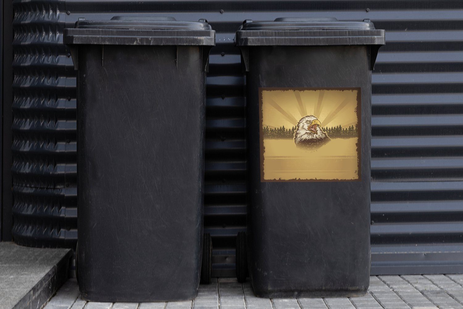 MuchoWow Wandsticker Abfalbehälter Kopfes Mülltonne, Mülleimer-aufkleber, eines (1 Weißkopfseeadlers des Illustration Container, Sticker, St)
