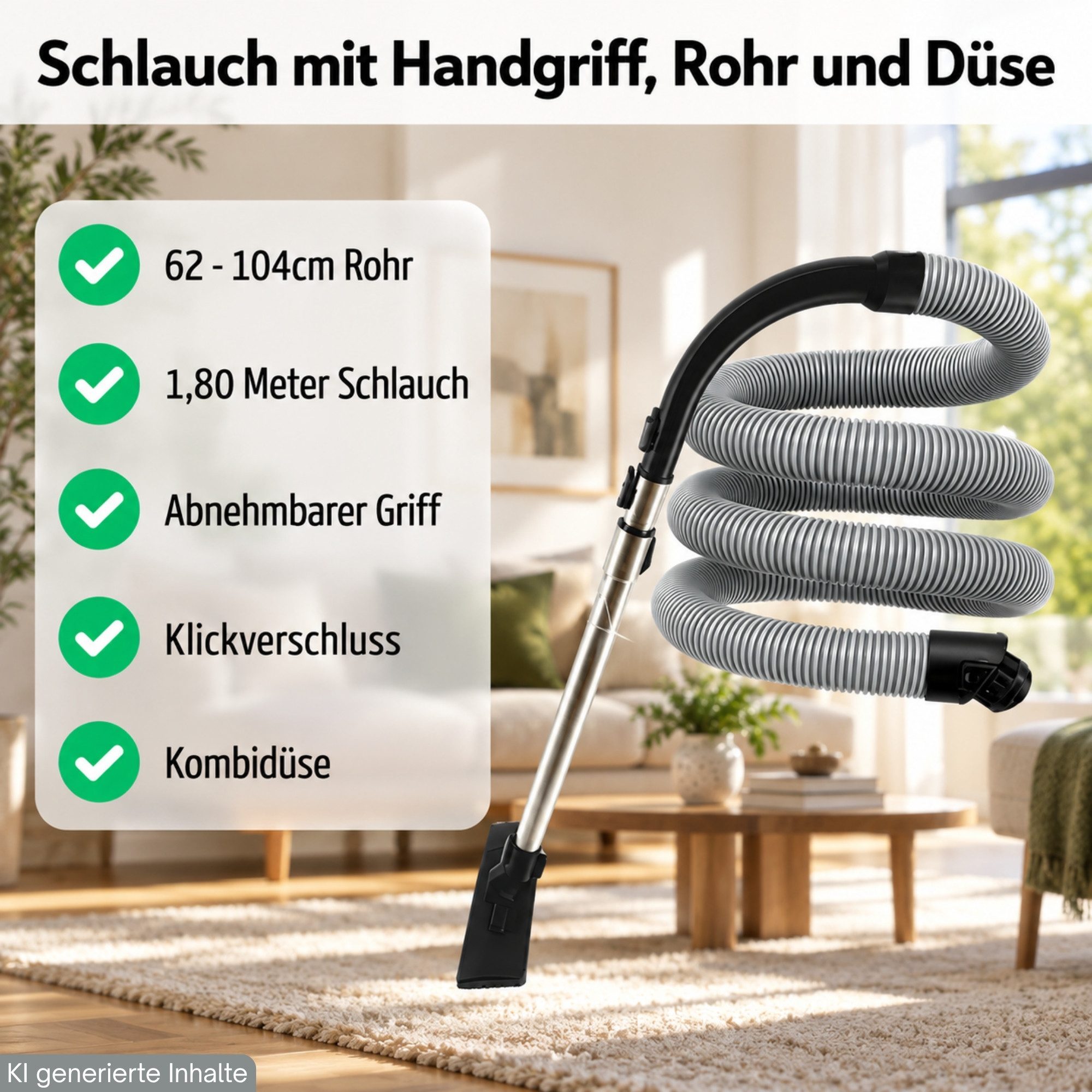 Maxorado Staubsaugerdüsen-Set Rohr Staubsauger Bodendüse Schlauch Griff für Miele S8 S8000 C3 SBD, Zubehör für Miele PowerLine Silence Ersatzteile Kombidüse, S8 – Bild 2 von 5