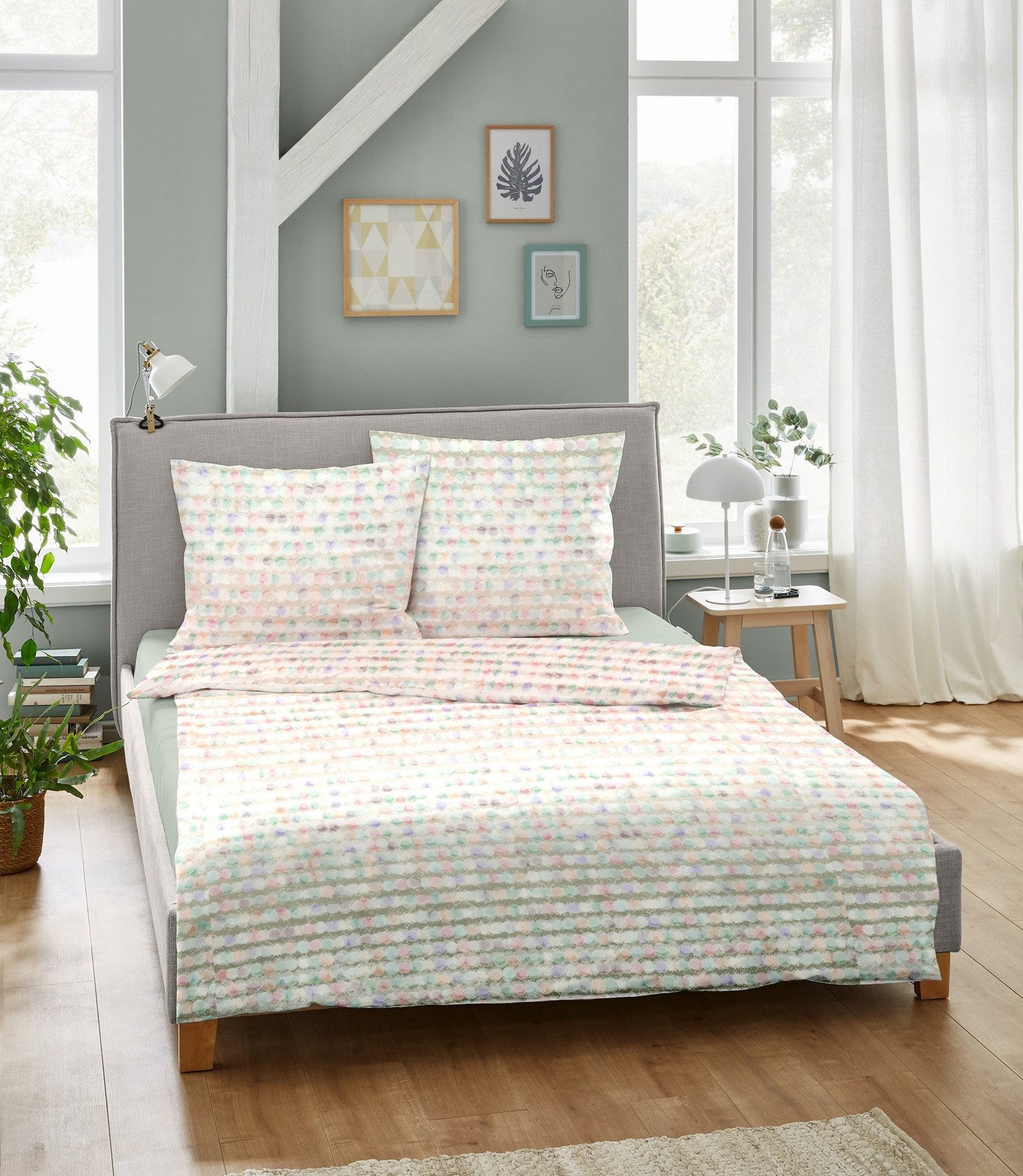Dormisette Bettwäsche Dormisette Mako Satin Bettwäsche 135x200 Punkte Aquarell pastell 4476-, Mako-Satin, 2 teilig