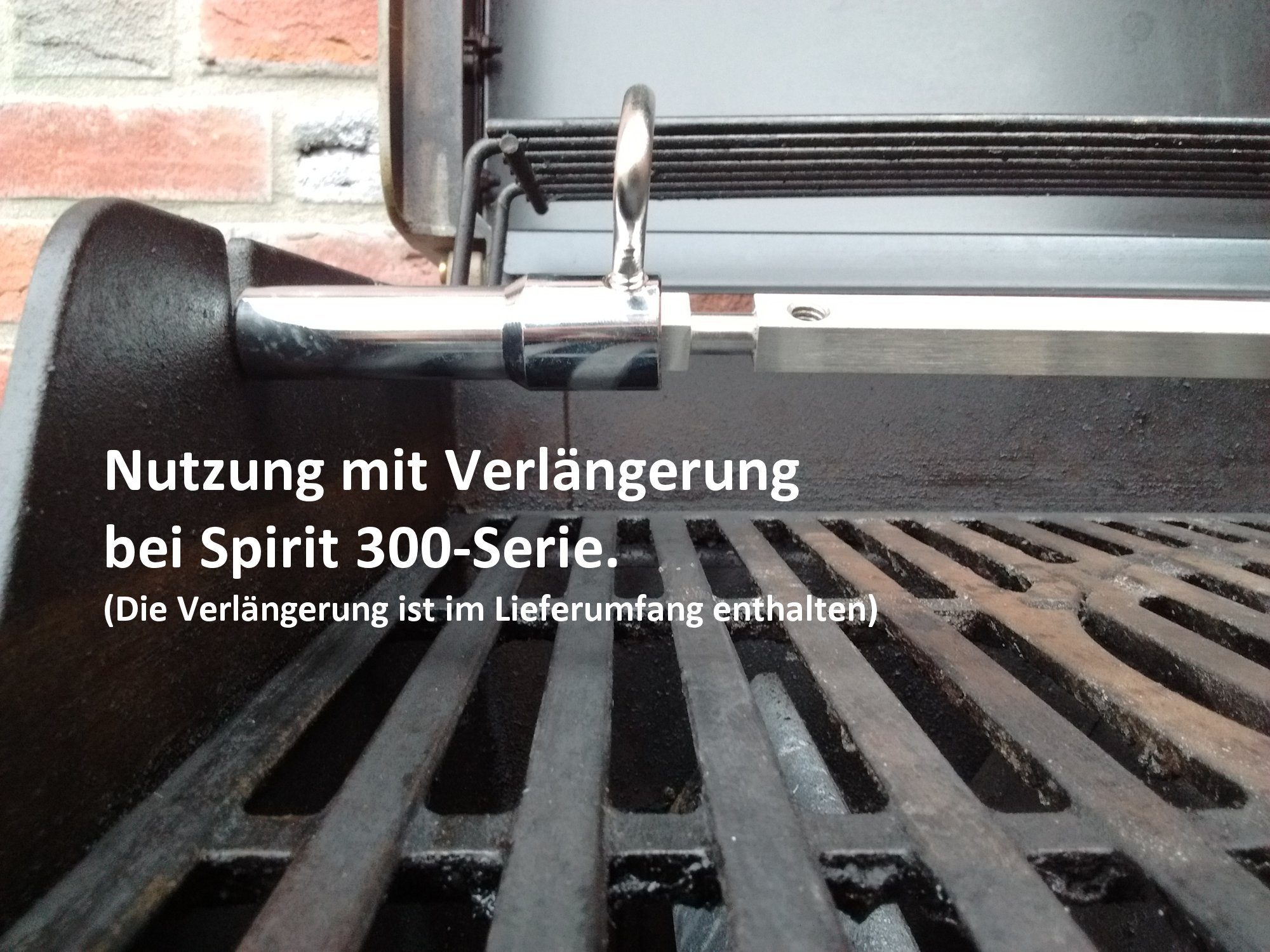 BBQ-Toro Grillspieß Grill- und Spießset für Ihren Weber Spirit Gasgrill mit Fleischnadeln