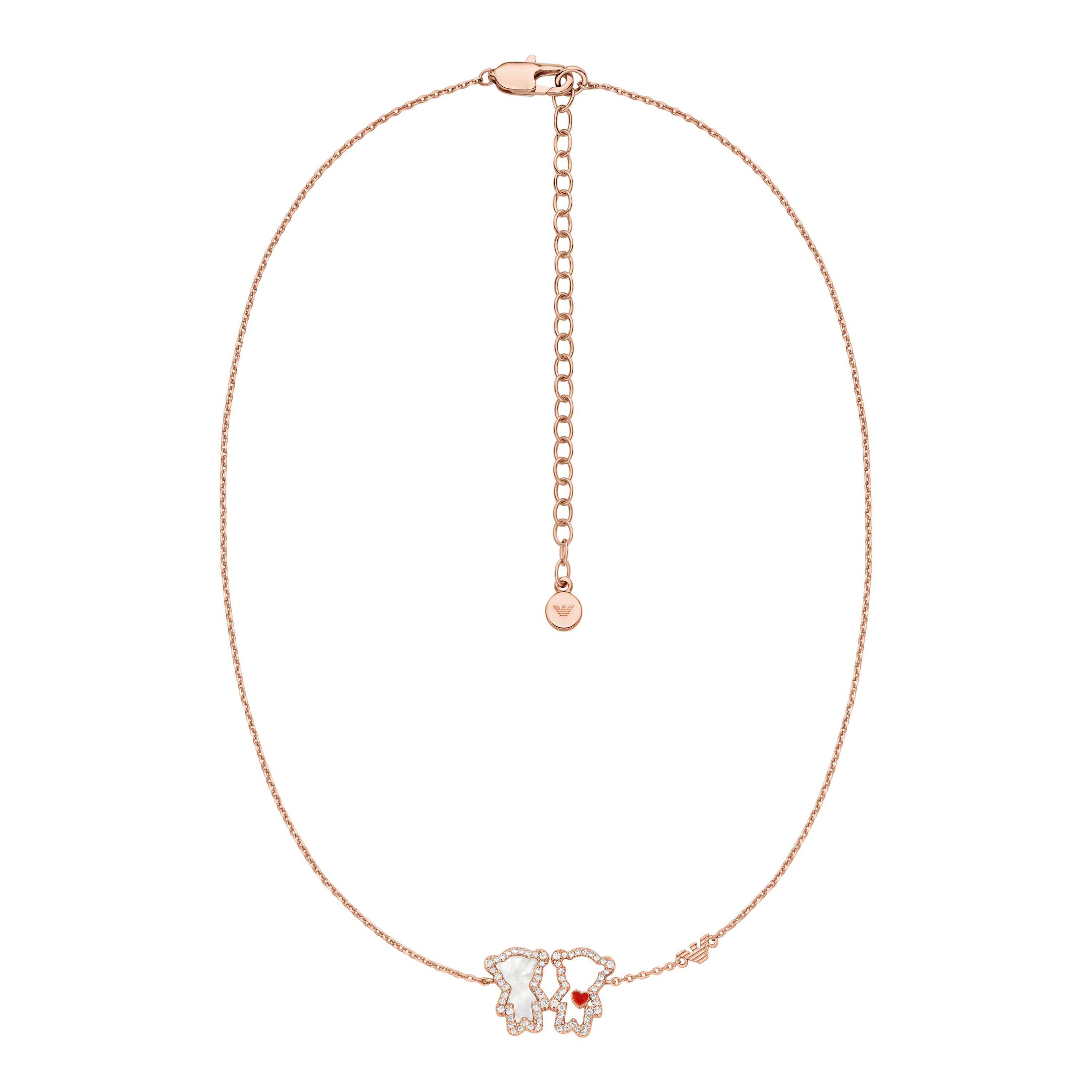 Emporio Armani Kette mit Anhänger Schmuck Geschenk Metall Bärchen mit Herz, mit Zirkonia (synth) - mit Perlmutt