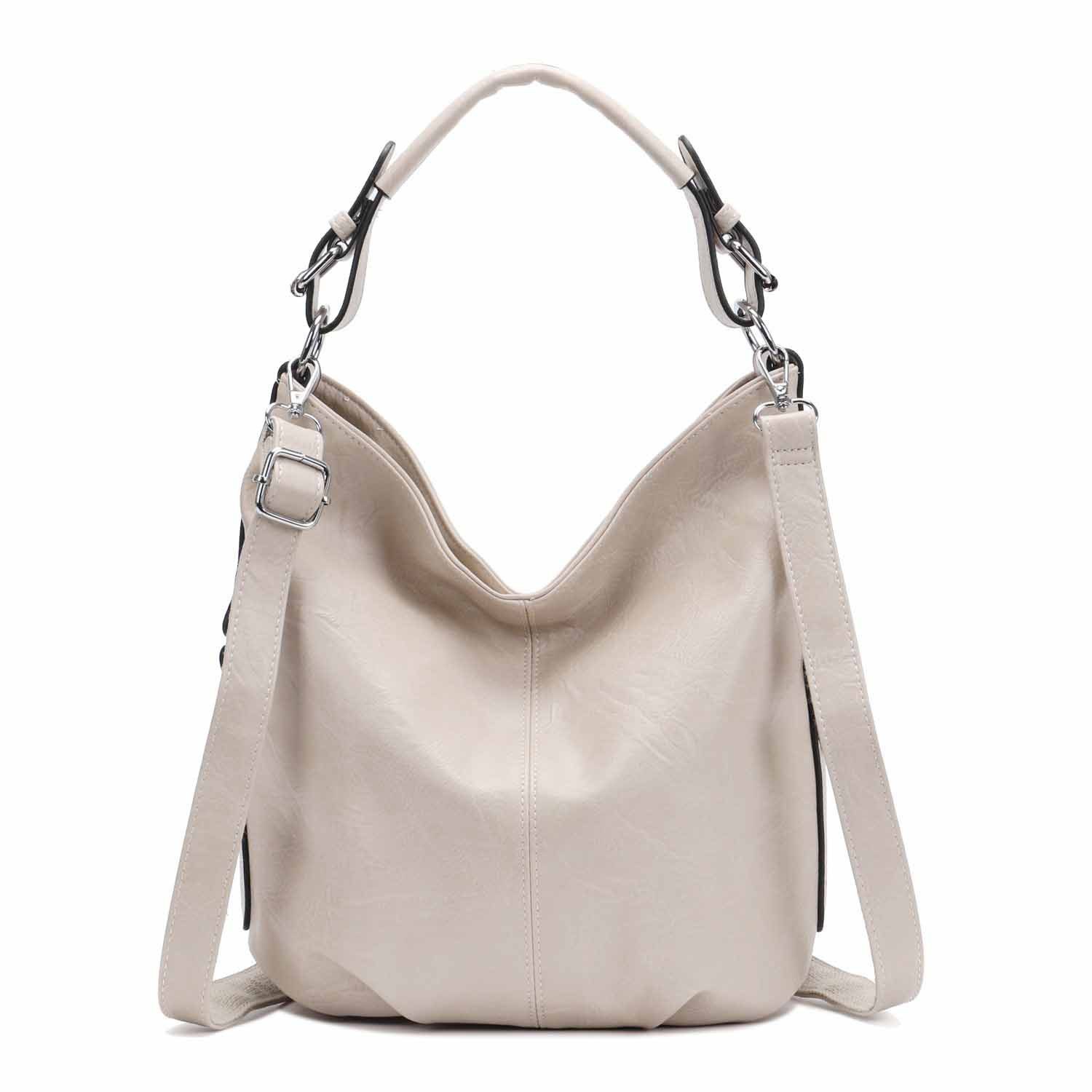 ITALYSHOP24 Schultertasche DAMEN TASCHE Hobo Bag Umhängetasche Crossbody Shopper Leder Optik (Spar-Set: Henkel Tasche mit Schultergurt, Workbag Leder Optik, 2-tlg., mit Henkel und Schultergurt), City Bag Damentasche CrossBag Freizeit Henkeltasche Reise Abend Modern