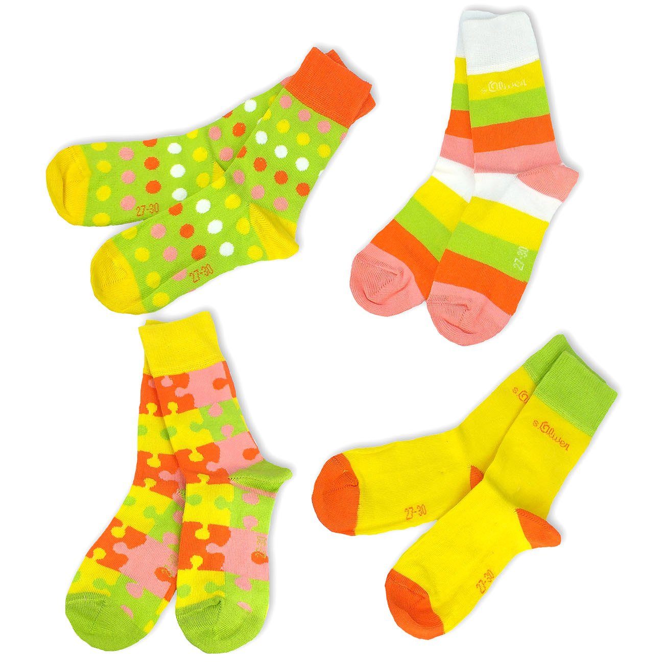 Kindersocken 4 Langsocken Mädchen Paar) s.Oliver & 80 Jungen Socken, mit Kinder S20227 gelb 4-Paar, Baumwolle, (Set,