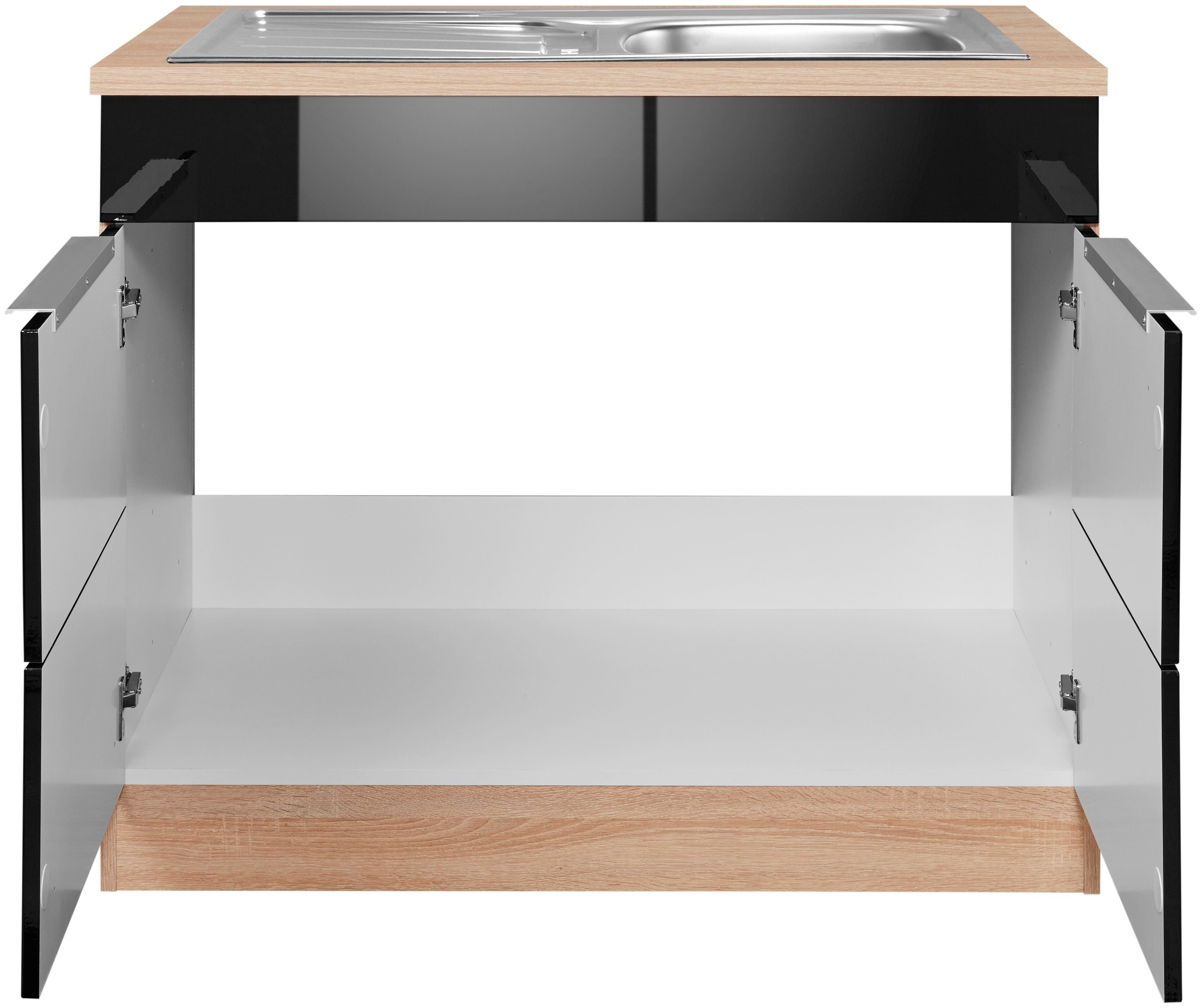 KOCHSTATION Spülenschrank KS-Brindisi 100 cm breit, inklusive Einbauspüle