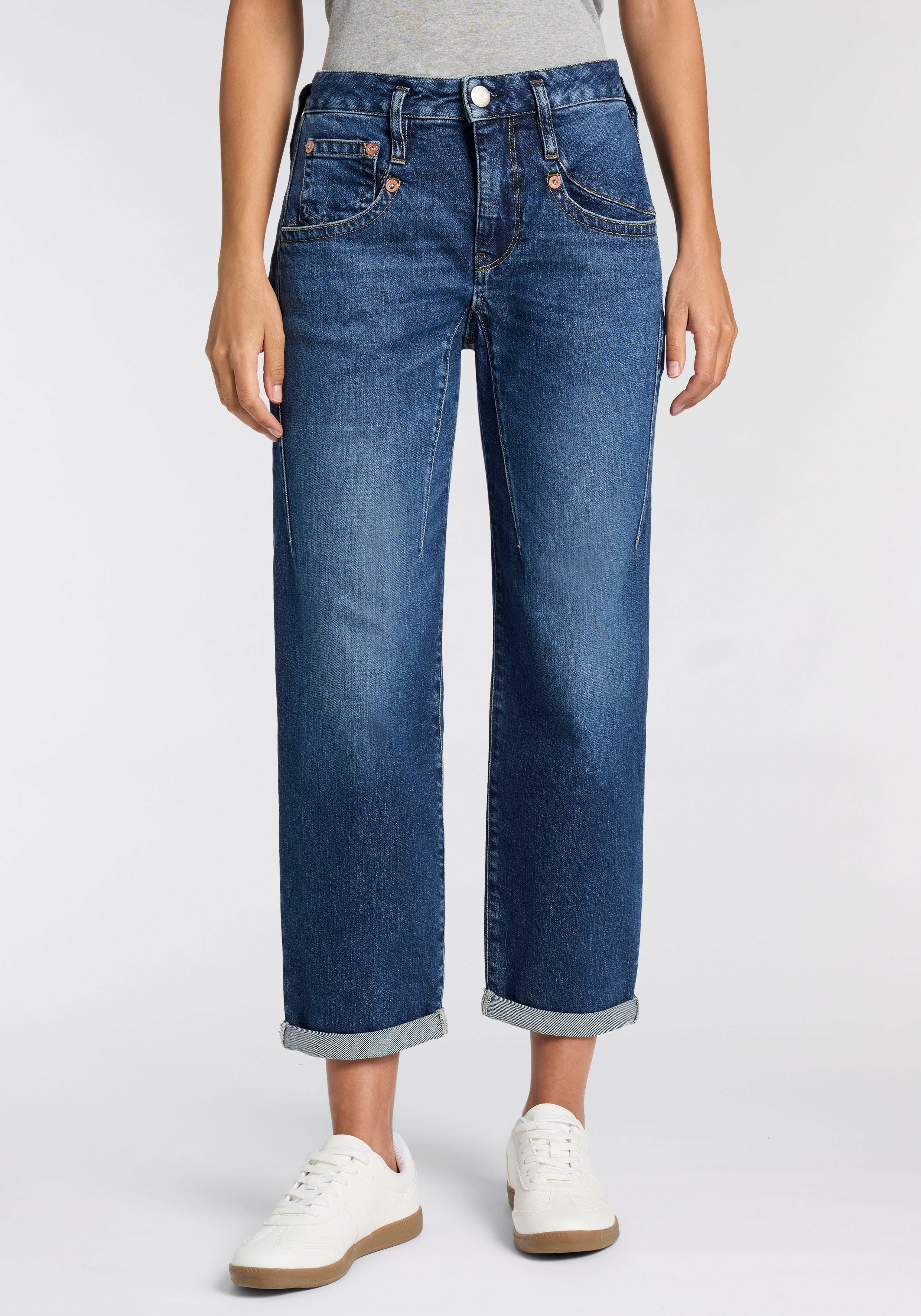 Herrlicher Boyfriend-Jeans Shyra Tap Zip Denim in Cropped-Länge, High Waist