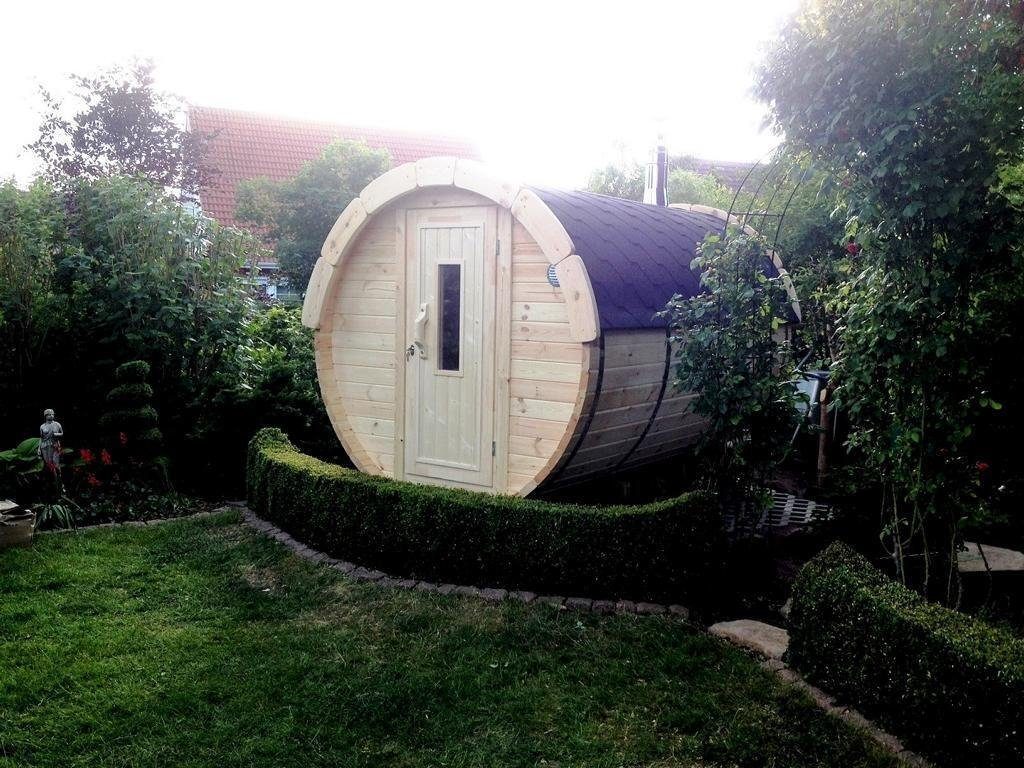 Sauna Rundes Fass Saunakabine Outdoor Holz Sauna Massive Holzsauna 300cm