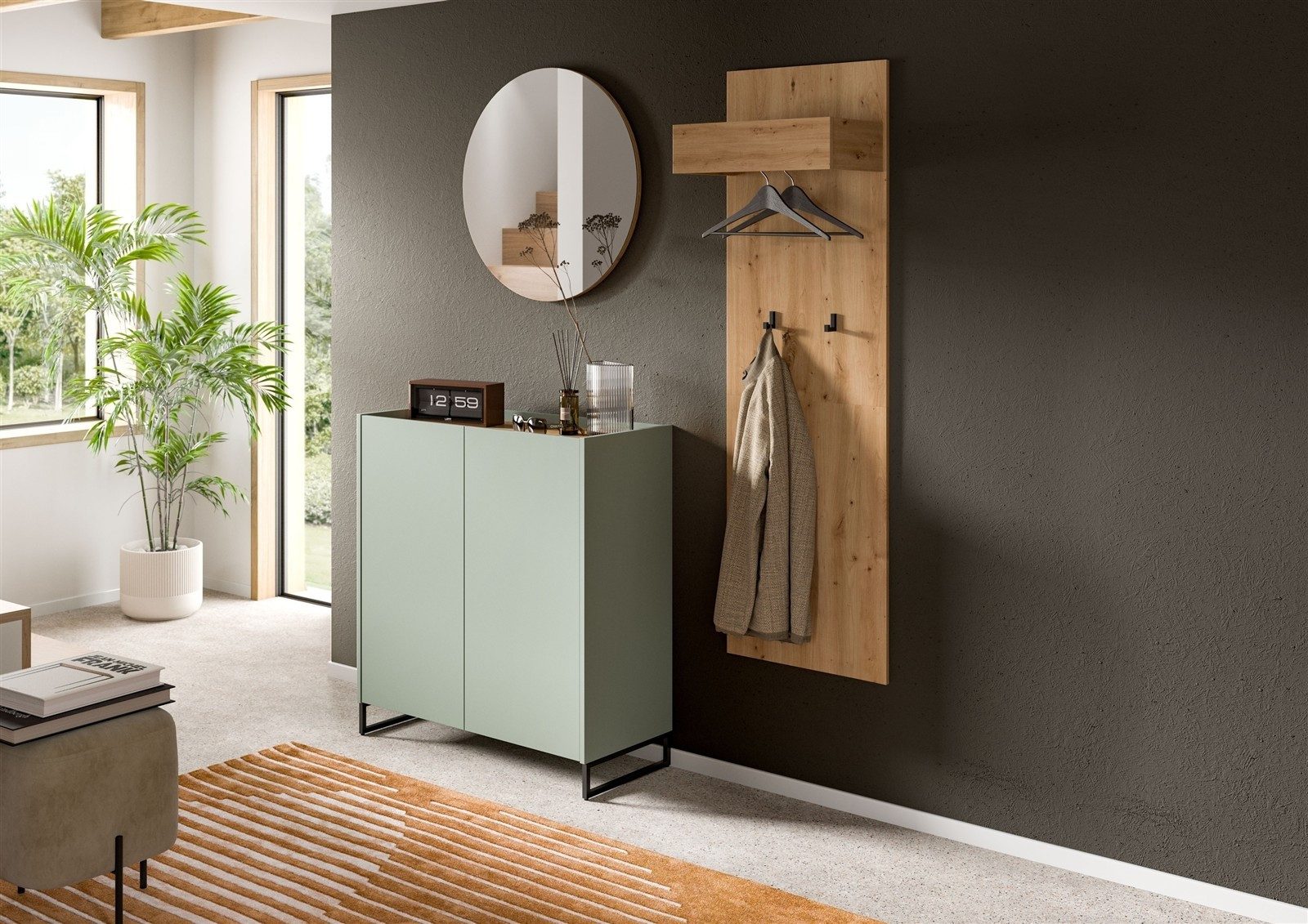 freiraum Garderoben-Set Drive, in Salbei - 197x175x32cm (BxHxT)