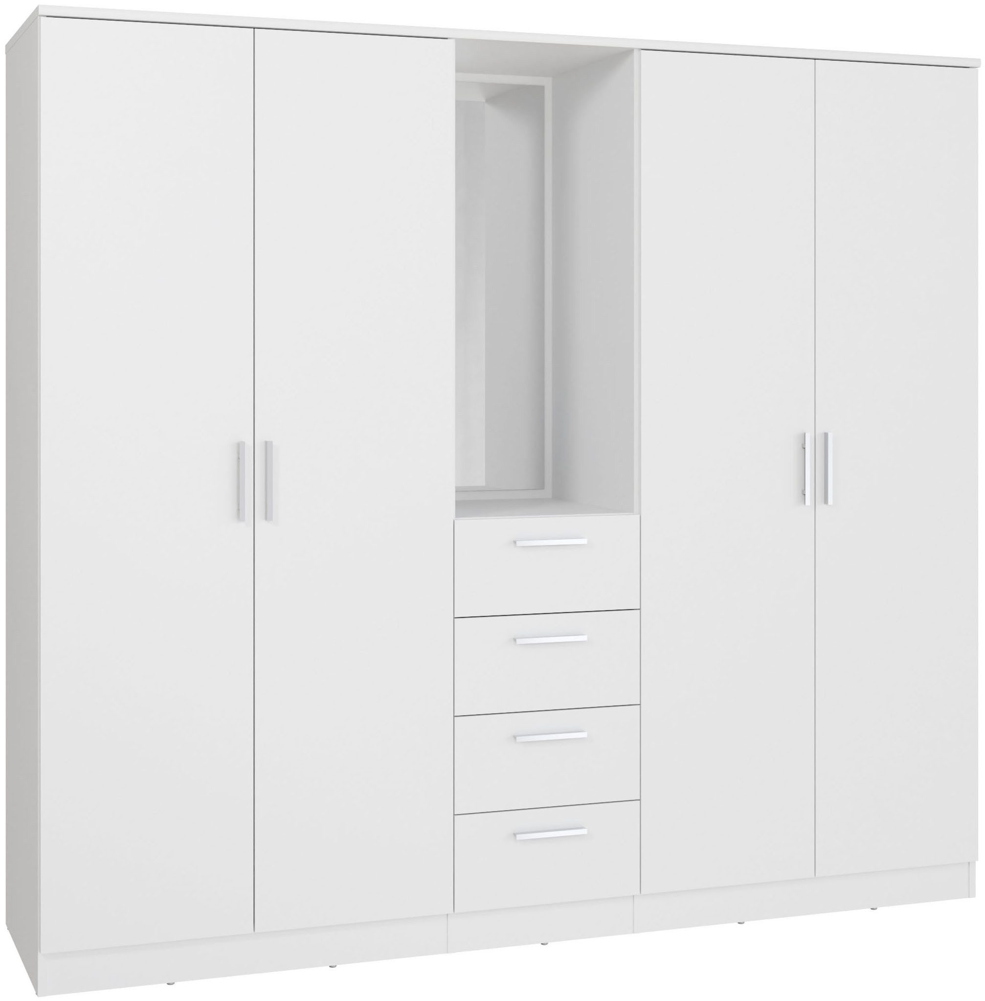 FORTE Kleiderschrank Drehtürenschrank, Spiegel, Schubladen, viel Stauraum B/H/T 199/181/52,7, Spiegel, Stauraum,Schubladen, FSC