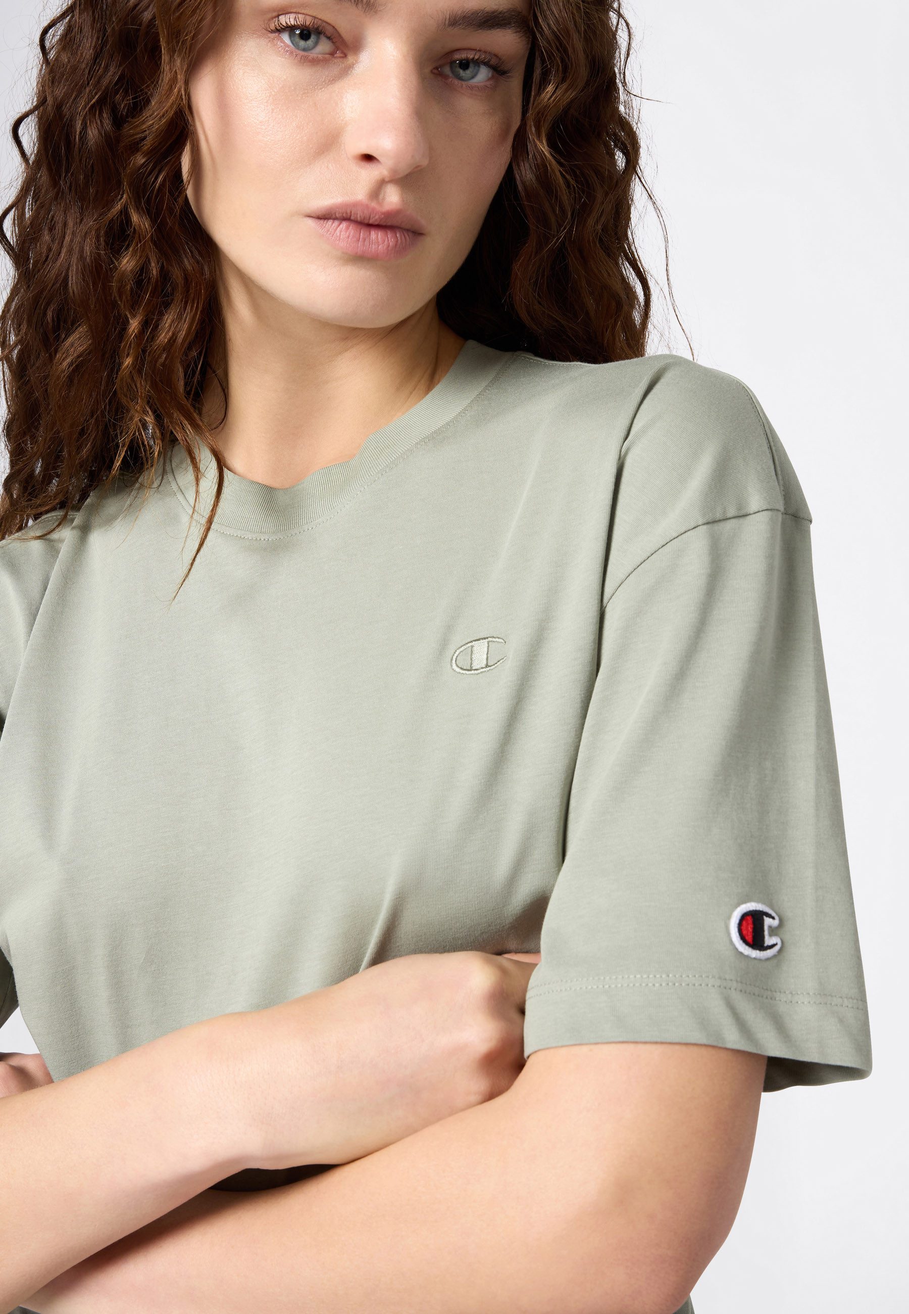 Champion T-Shirt Kurzarm, mit Rundhalsausschnitt, aus Baumwolle