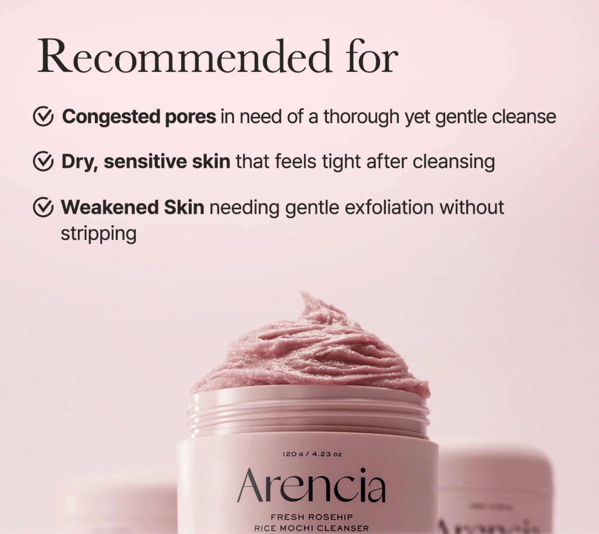 Arencia Gesichtsreinigungsgel Arencia, Fresh Rosehip Rice Mochi Cleanser – 120 g