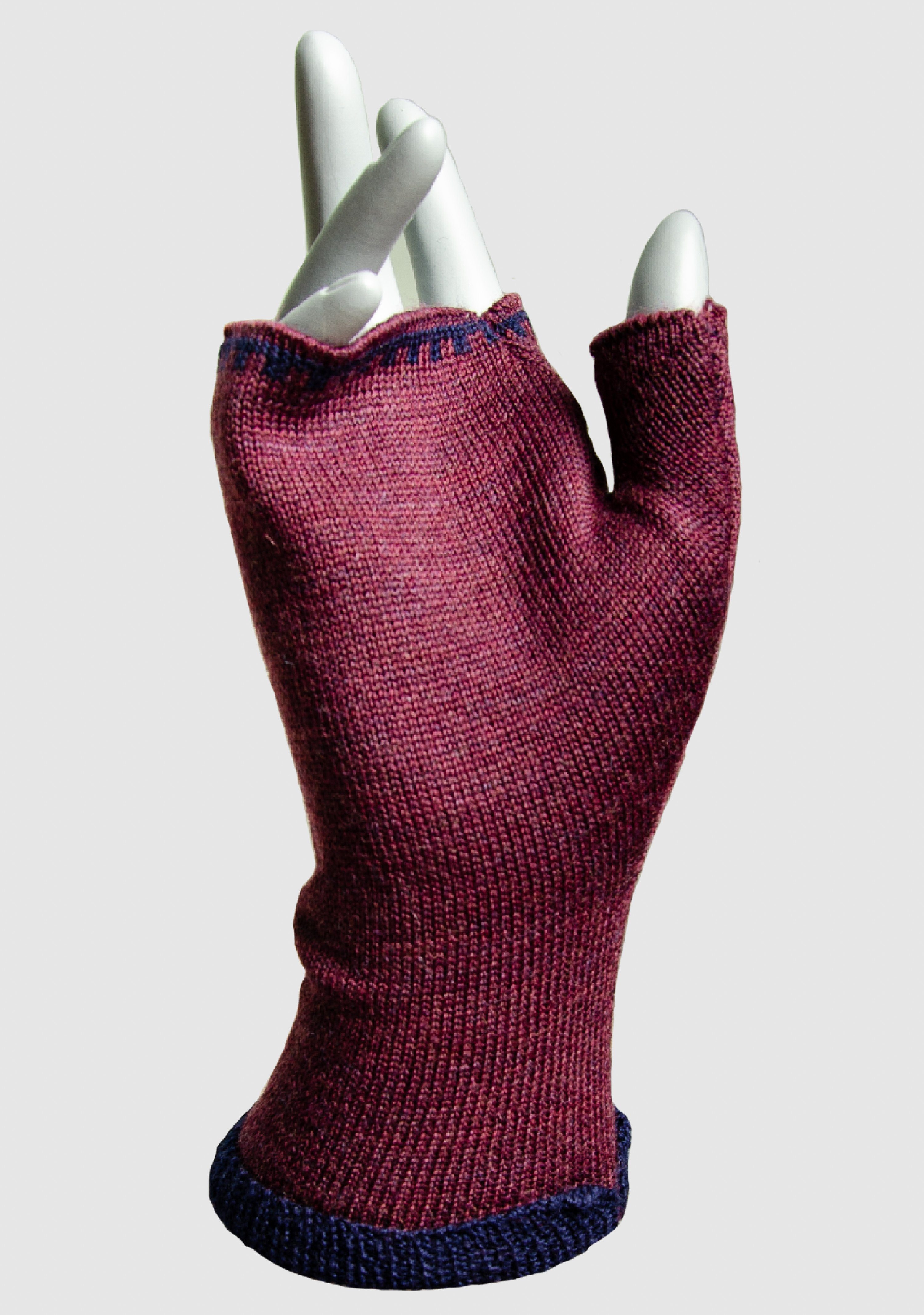 mit Farben LANARTO fashion Strickhandschuhe slow Daumen schönen Handwärmer Merino in burgund