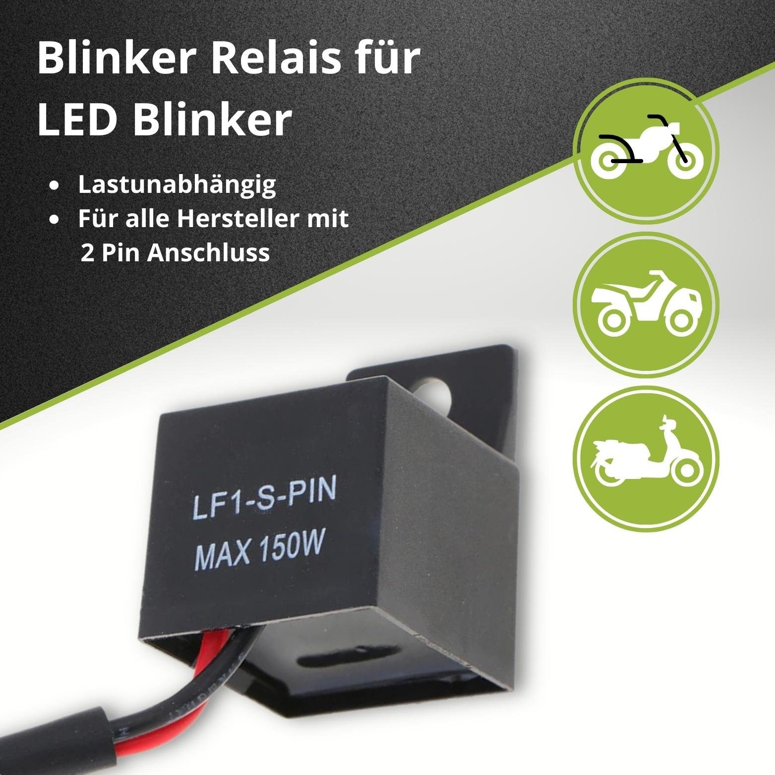 Binego Kfz-Relais LED Blinker Blinkergeber, (1-St), Quad 2 Motorrad Lastunabhängig Pin Blinkerrelais