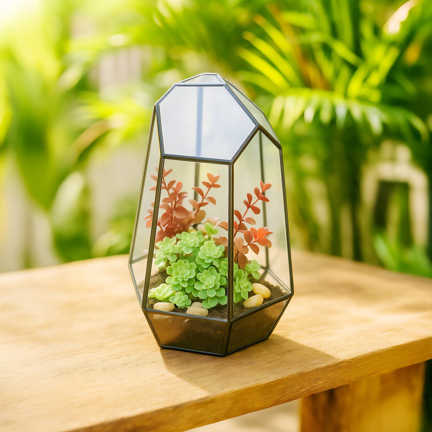 Thumbnail - relaxdays Gewächshaus Geometrisches Pflanzenterrarium aus Glas, Schwarz