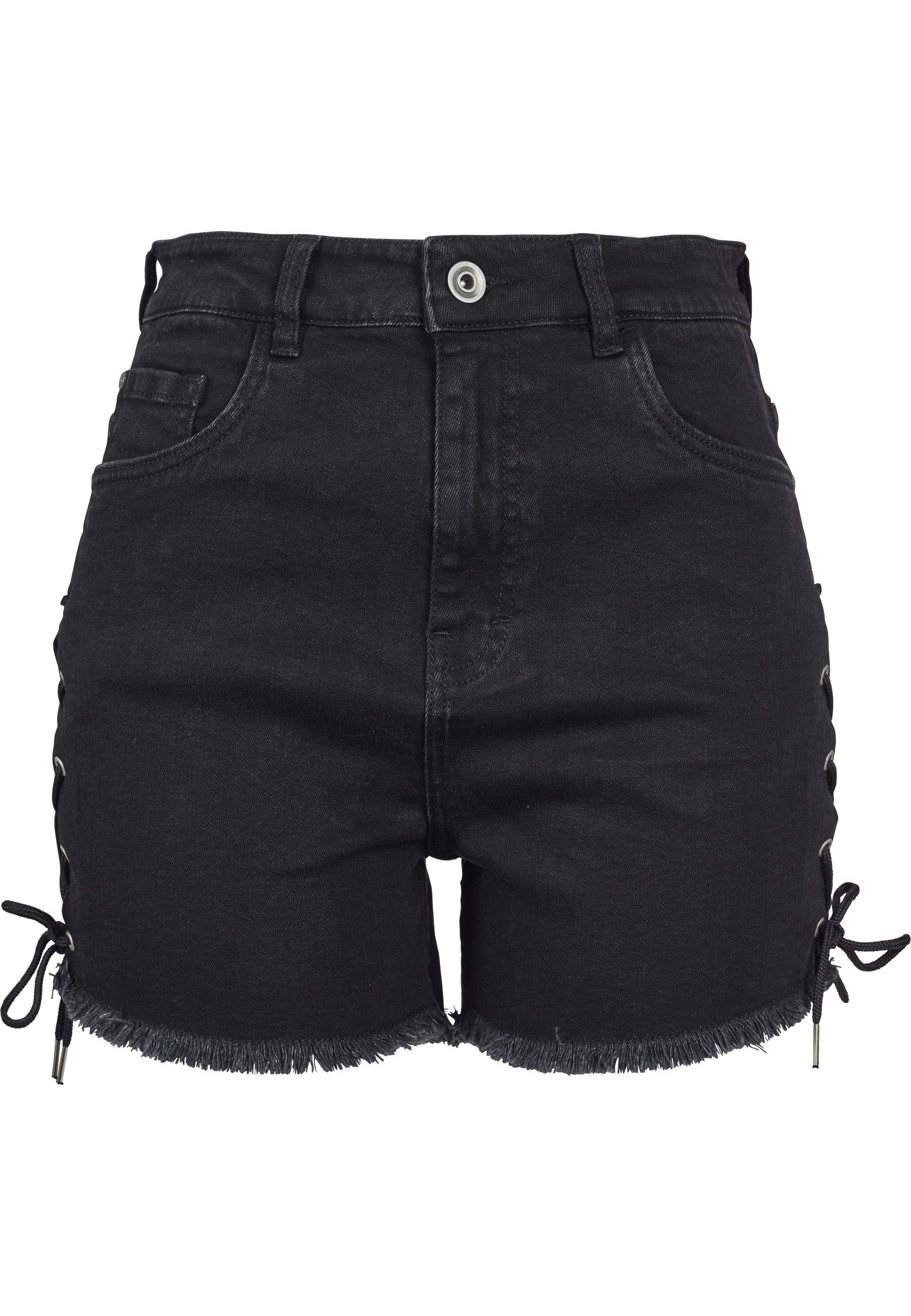 URBAN CLASSICS Stoffhose Urban Classics Damen Ladies Highwaist Denim Lace Up Shorts (1-tlg)