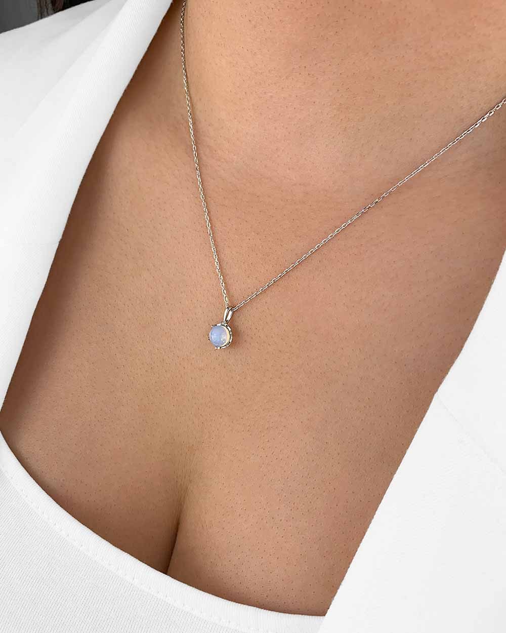 Kette mit Anhänger 'Luana' Damen Halskette Silber 925 Mondstein-Glaskugel Anhänger
