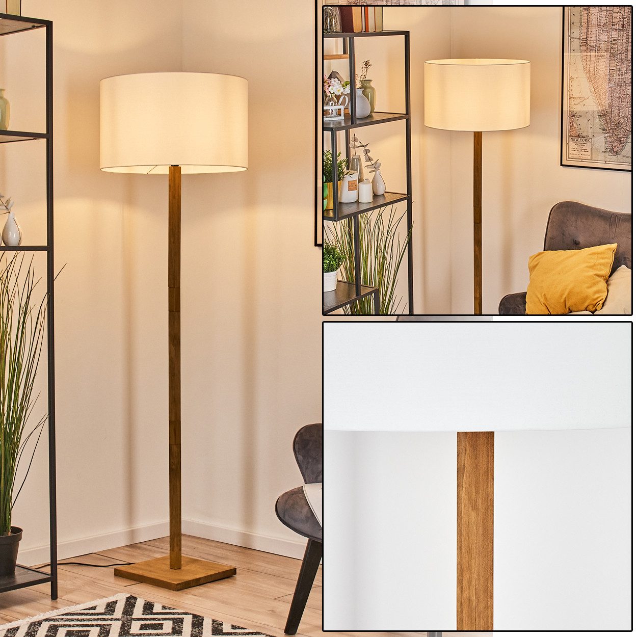 hofstein Stehlampe Stehlampe aus Metall/Holz im günstig online kaufen