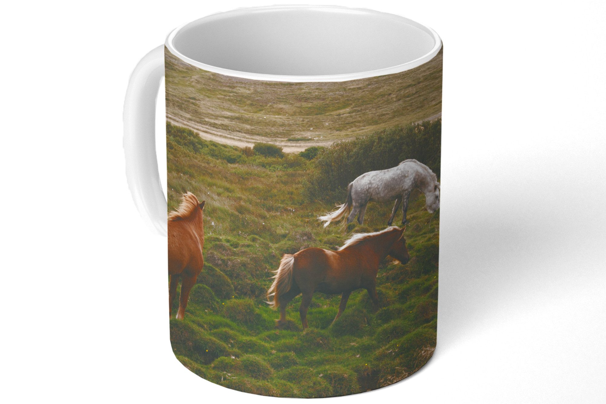 MuchoWow Tasse Pferde - Gras - Island, 1-tlg., Keramik, Kaffeetassen, Teetasse, Becher, Kaffeebecher, Geschenk